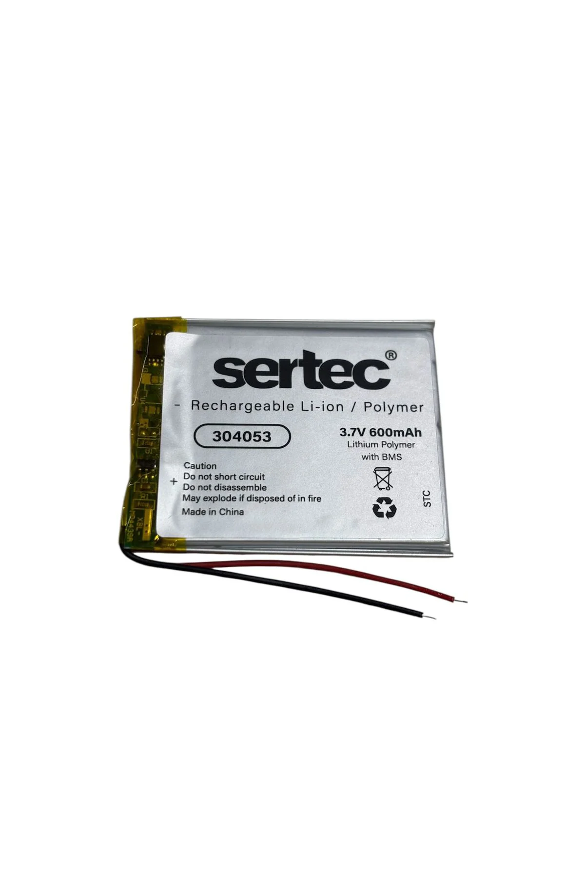 304053 3.7V 600 MAh Li-Polymer Pil (Devreli/1.5A)