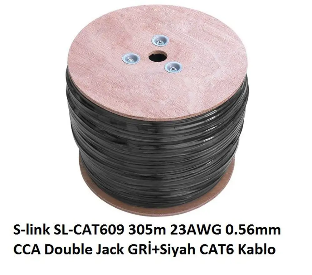 305m 23AWG 0.56mm CCA Double Jack GRİ+Siyah CAT6 Kablo SL-CAT609