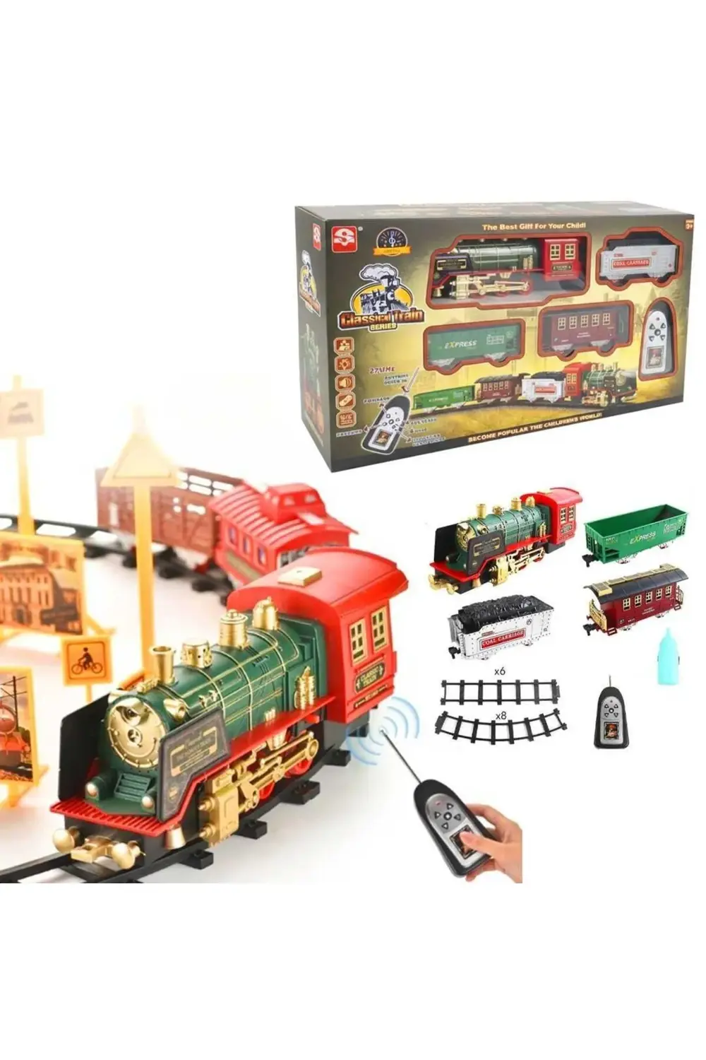 3095A KUMANDALI TREN SETİ R/C 27MHZ SPREYLİ SESLİ IŞIKLI 3+