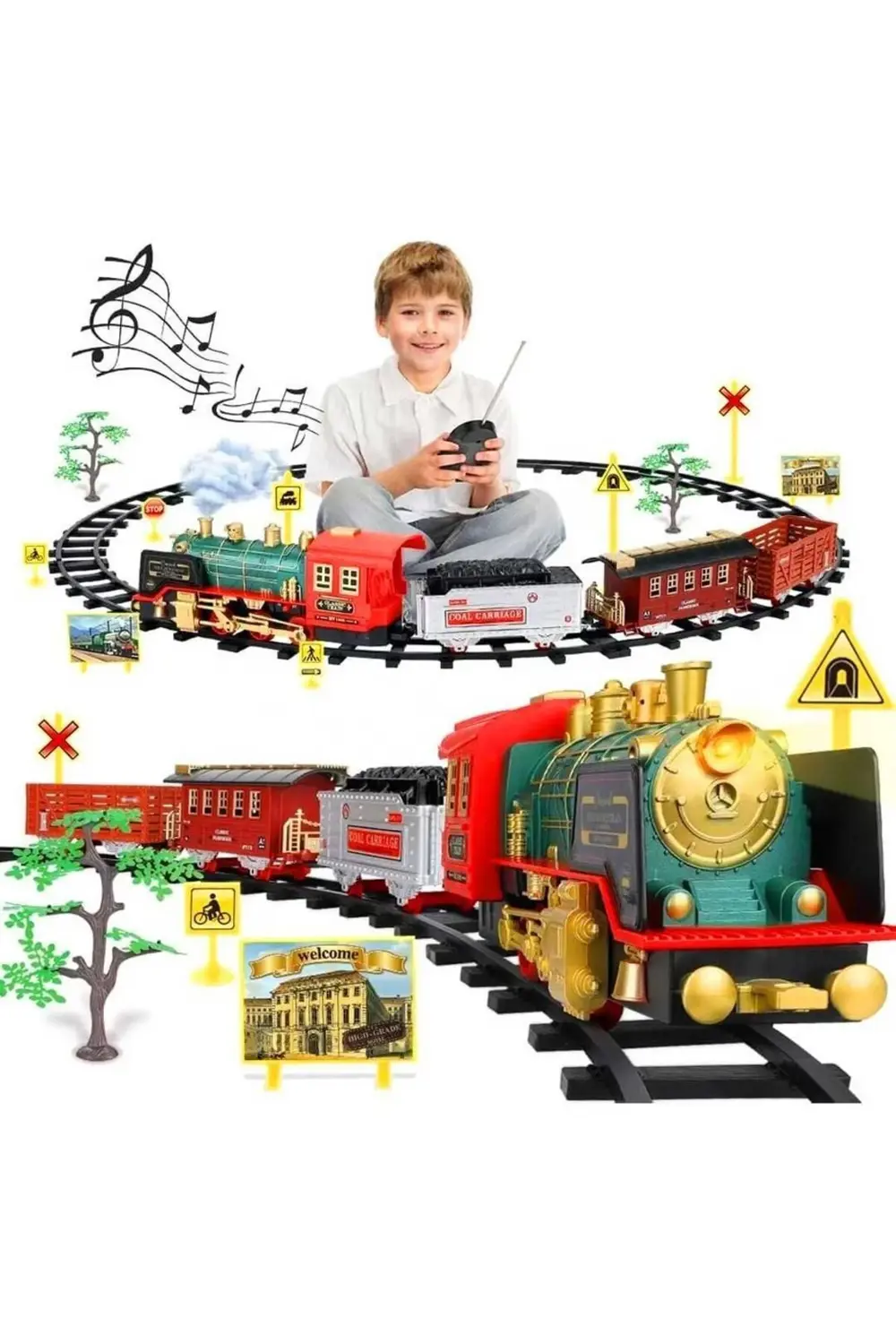 3095A KUMANDALI TREN SETİ R/C 27MHZ SPREYLİ SESLİ IŞIKLI 3+