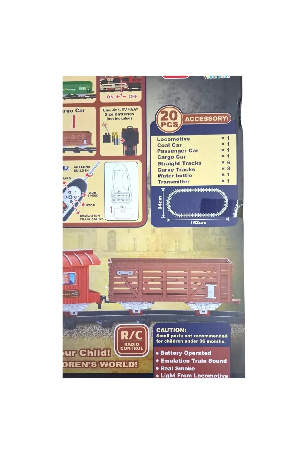 3095A KUMANDALI TREN SETİ R/C 27MHZ SPREYLİ SESLİ IŞIKLI 3+
