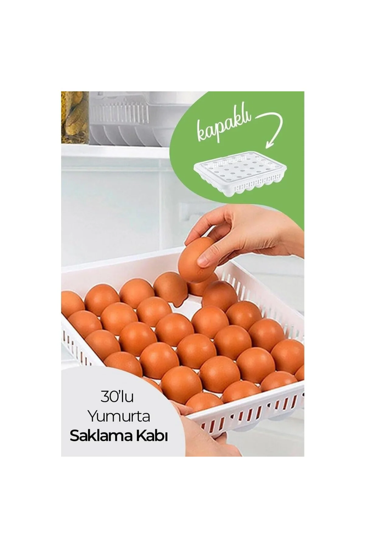 30'lu Kapaklı Yumurta Saklama Kabı, Akrilik Plastik Yumurta Saklama Kabı, 30'lu Yumurta
