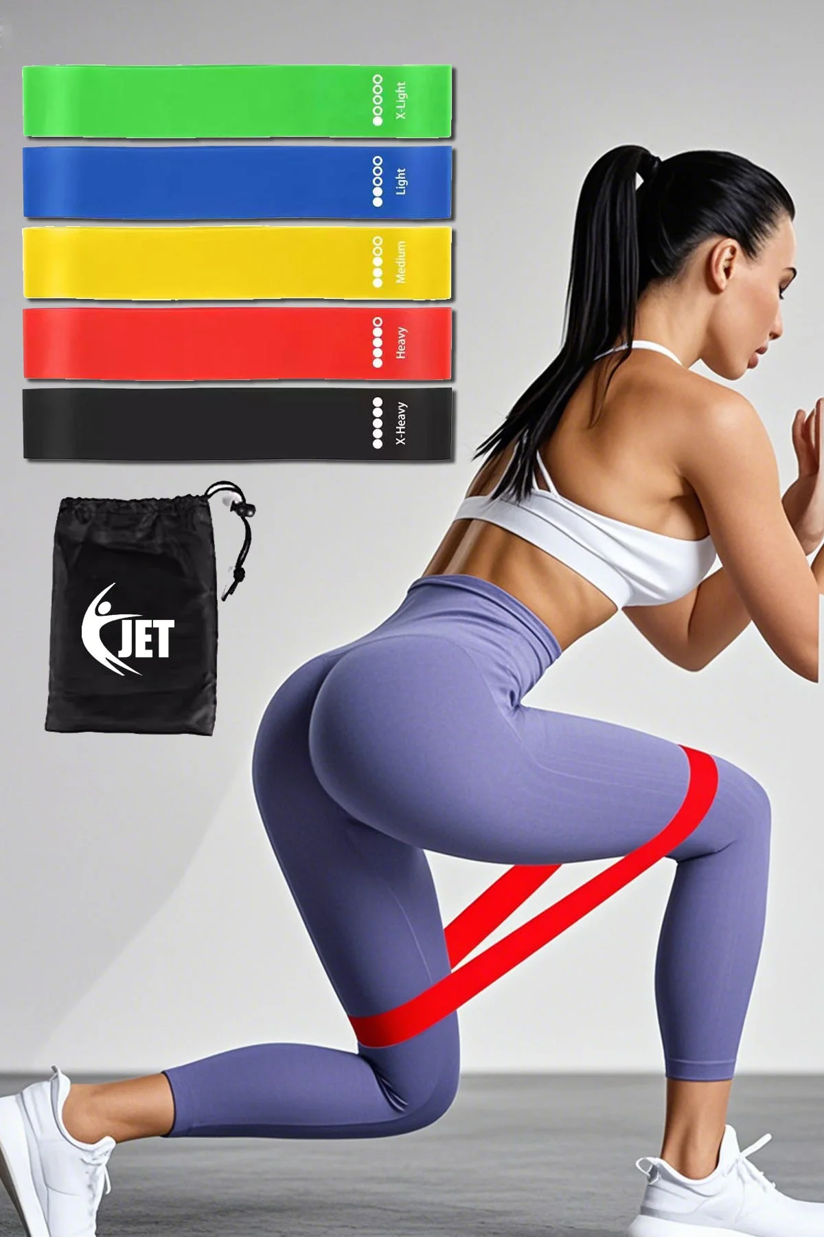 30'lu Pilates Seti Farklı Direnç Bantları İçeren Squat Seti Pilat