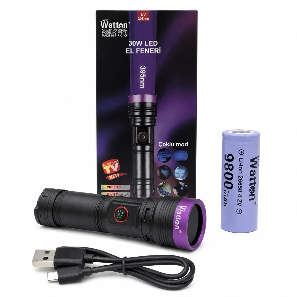 30W 395nm Şarjlı UV Ultraviyole LED Işık WT-711 30W 395nm Şarjlı UV Ultraviyole LED Işık WT-711