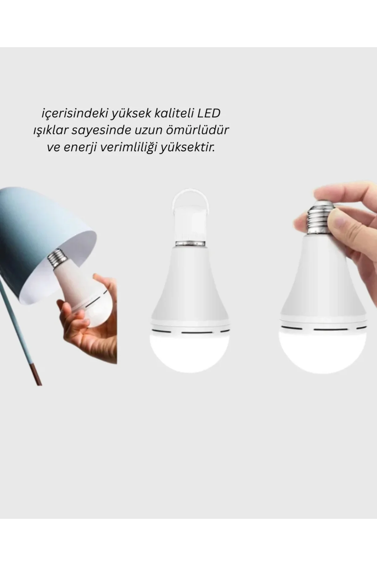 30W Şarjlı LED Ampul E27 Duy %80 Enerji Tasarruflu Soğuk Beyaz