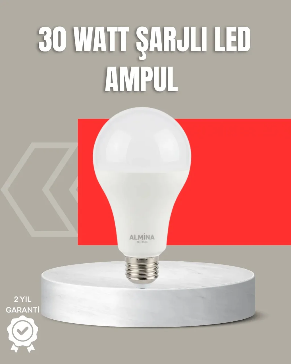 30w Şarjlı Led Ampul E27 Duy %80 Enerji Tasarruflu Soğuk Beyaz Diğer