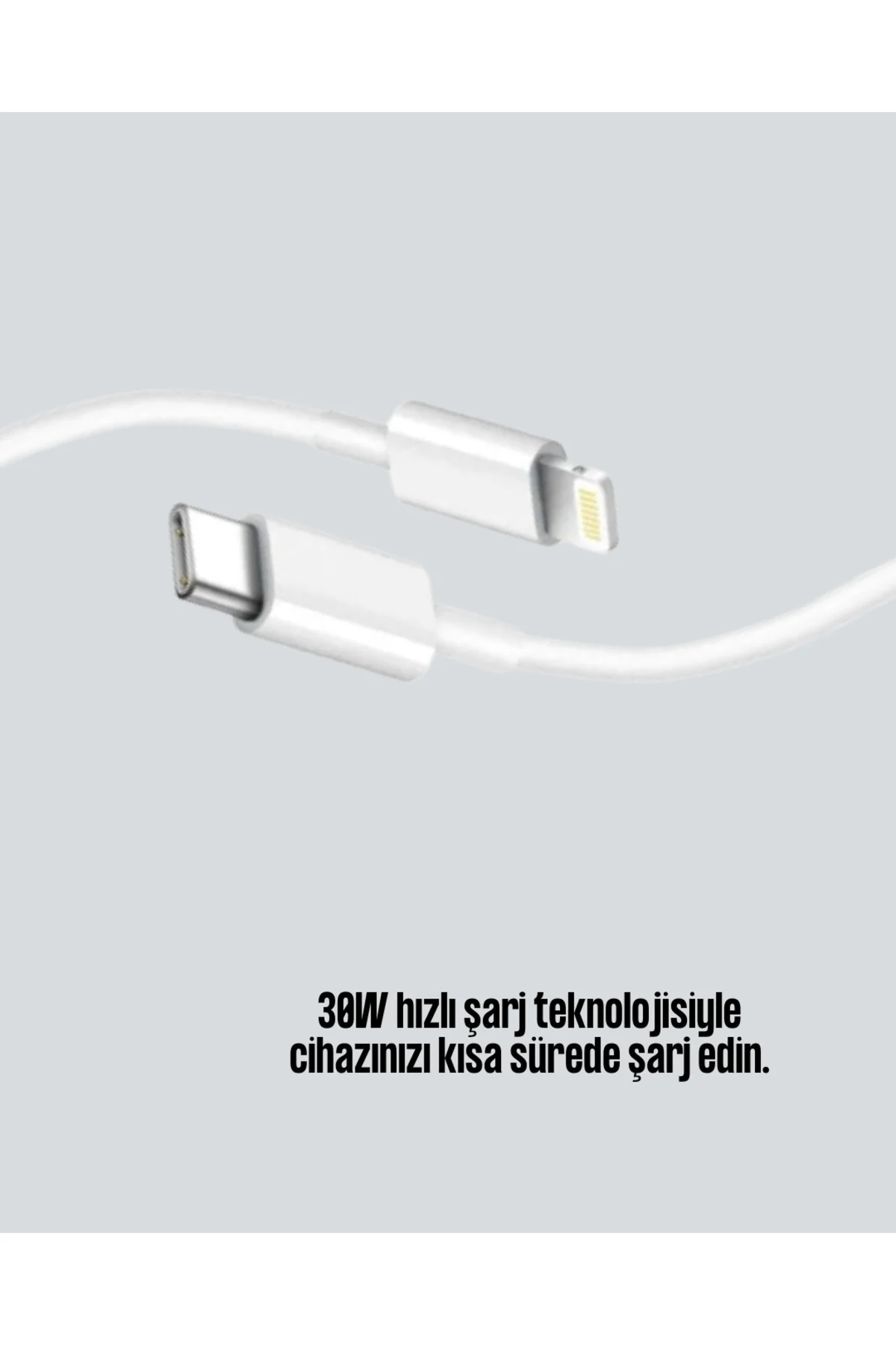 30W Type-C Lightning Hızlı Şarj Kablosu 1.2m iPhone Uyumlu - Görsel 2