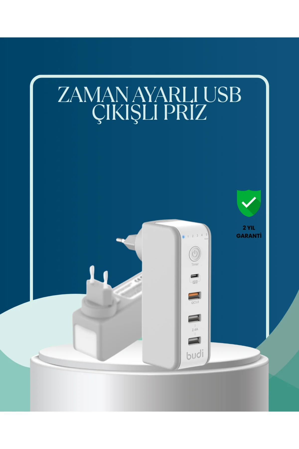 30W Type C Şarj Cihazı Zamanlayıcılı Çok Portlu Tasarım