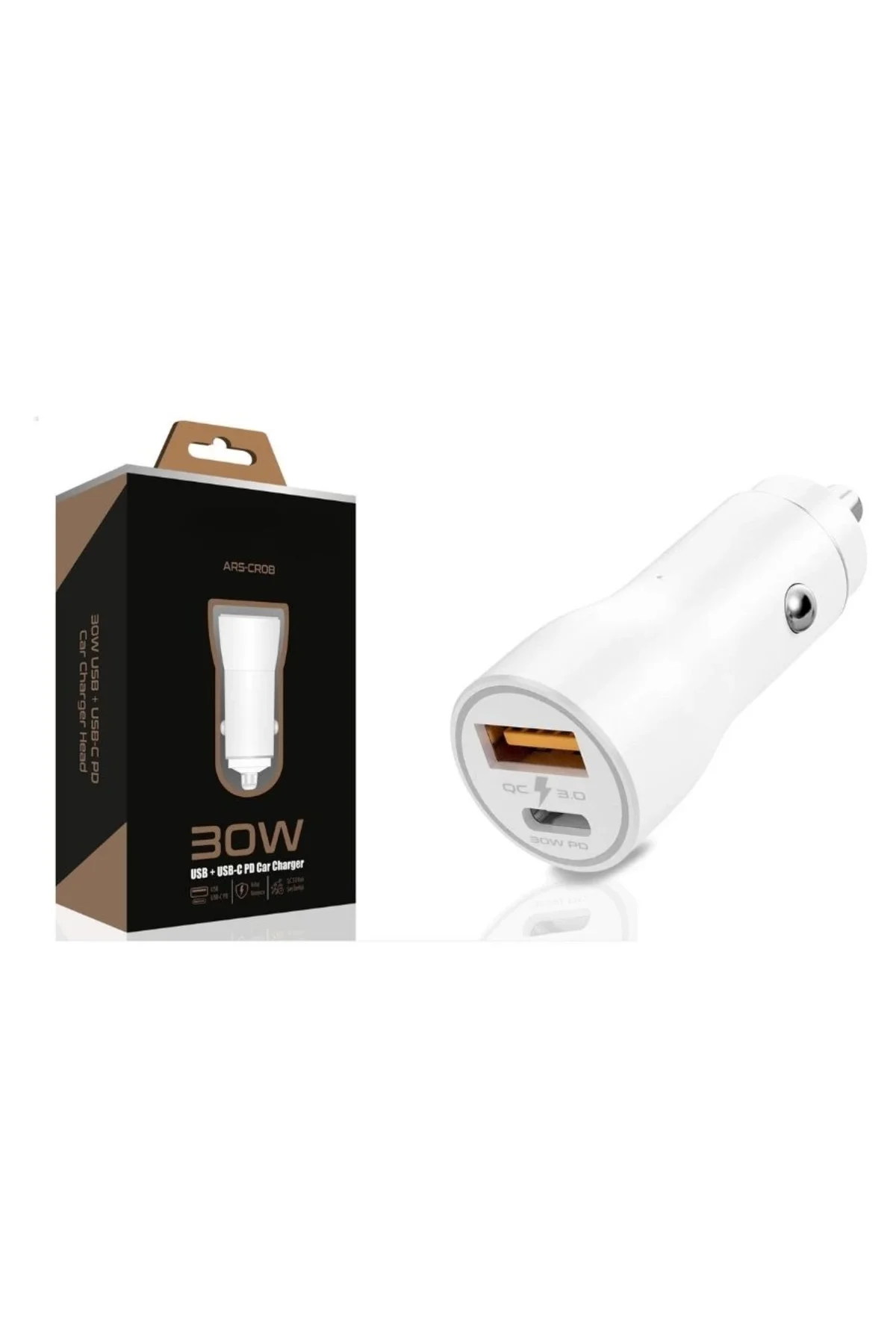 30w Usb Ve Usb-c Pd Araba Şarj Cihazı Hızlı Şarj, İphone Ve Andro