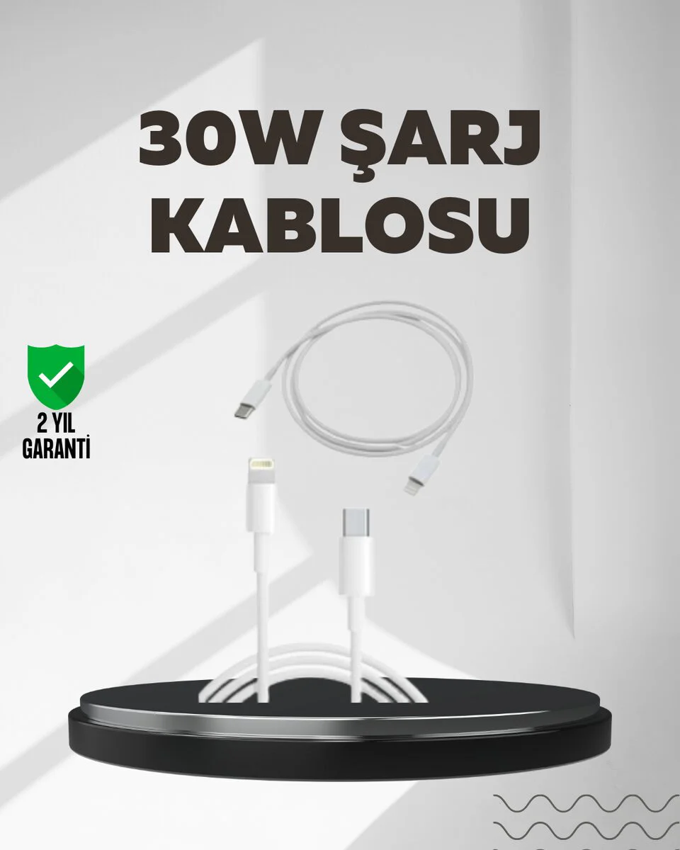 30W Yüksek Saflıkta Bakır Çekirdekli Hızlı Şarj Kablosu - Hızlı ve Güvenli Şarj