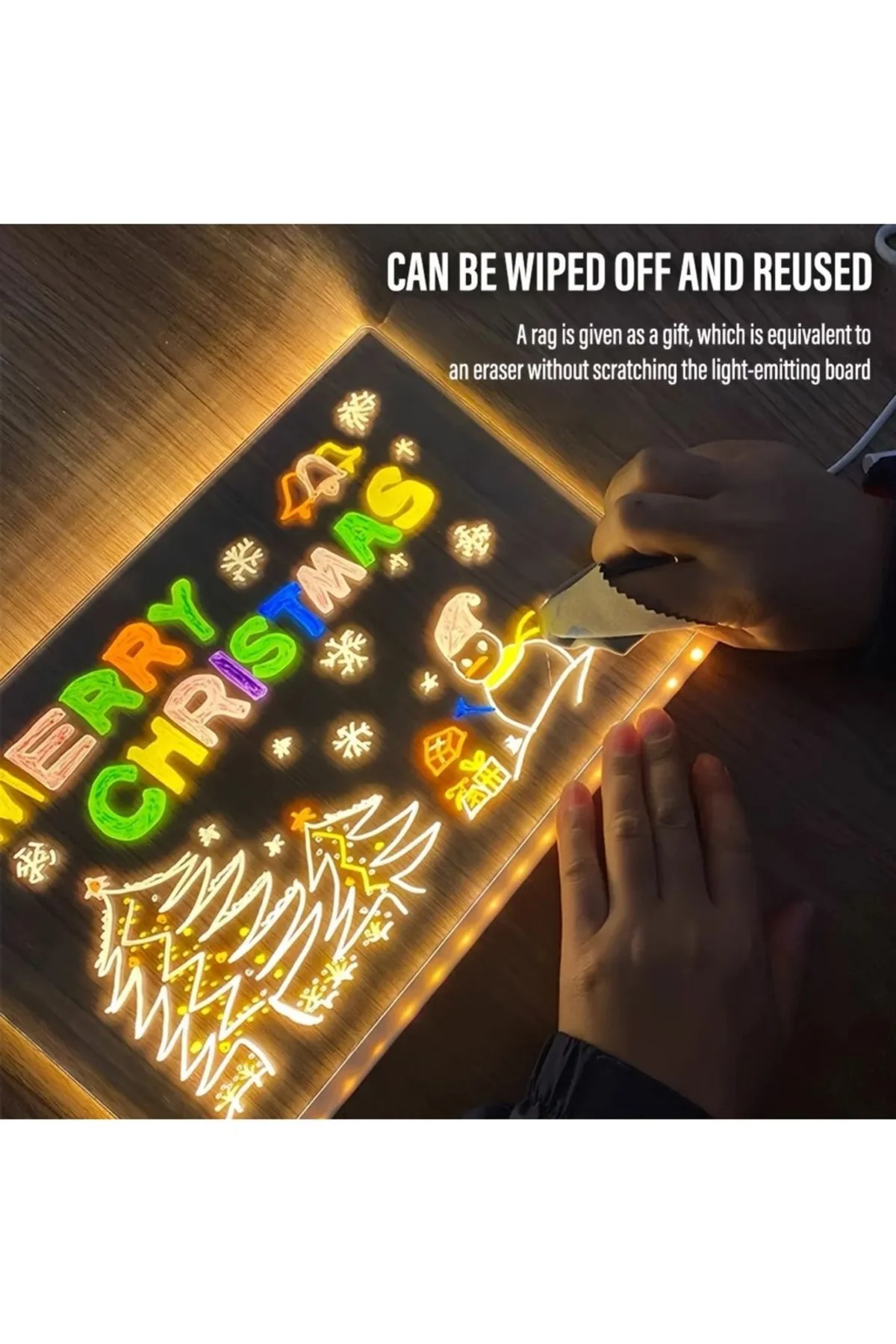 30x20 Led Işıklı Yazı Çizim Tahtası Silinebilir Usb Led Eğitici Ç