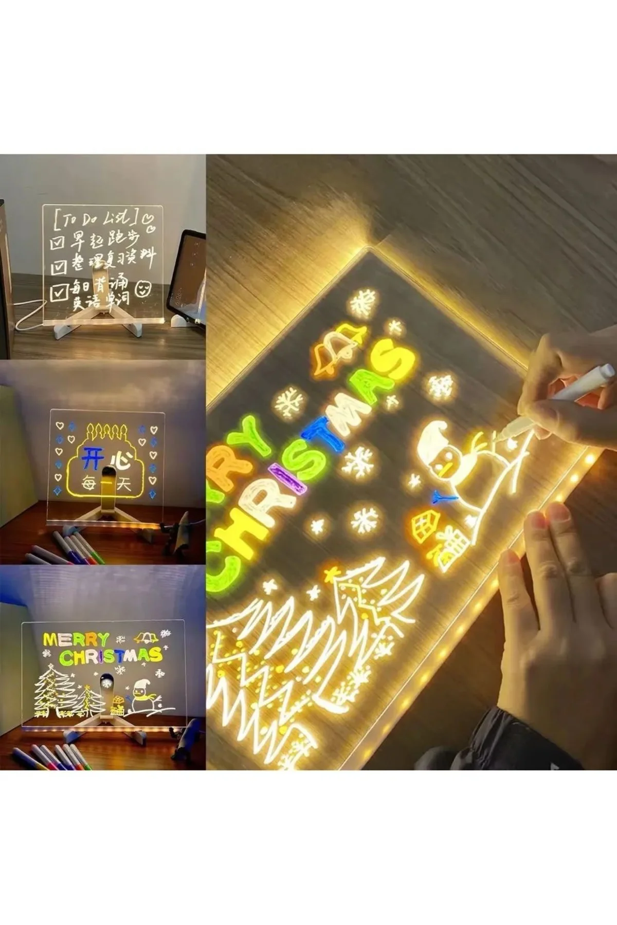 30x20 Led Işıklı Yazı Çizim Tahtası Silinebilir Usb Led Eğitici Ç