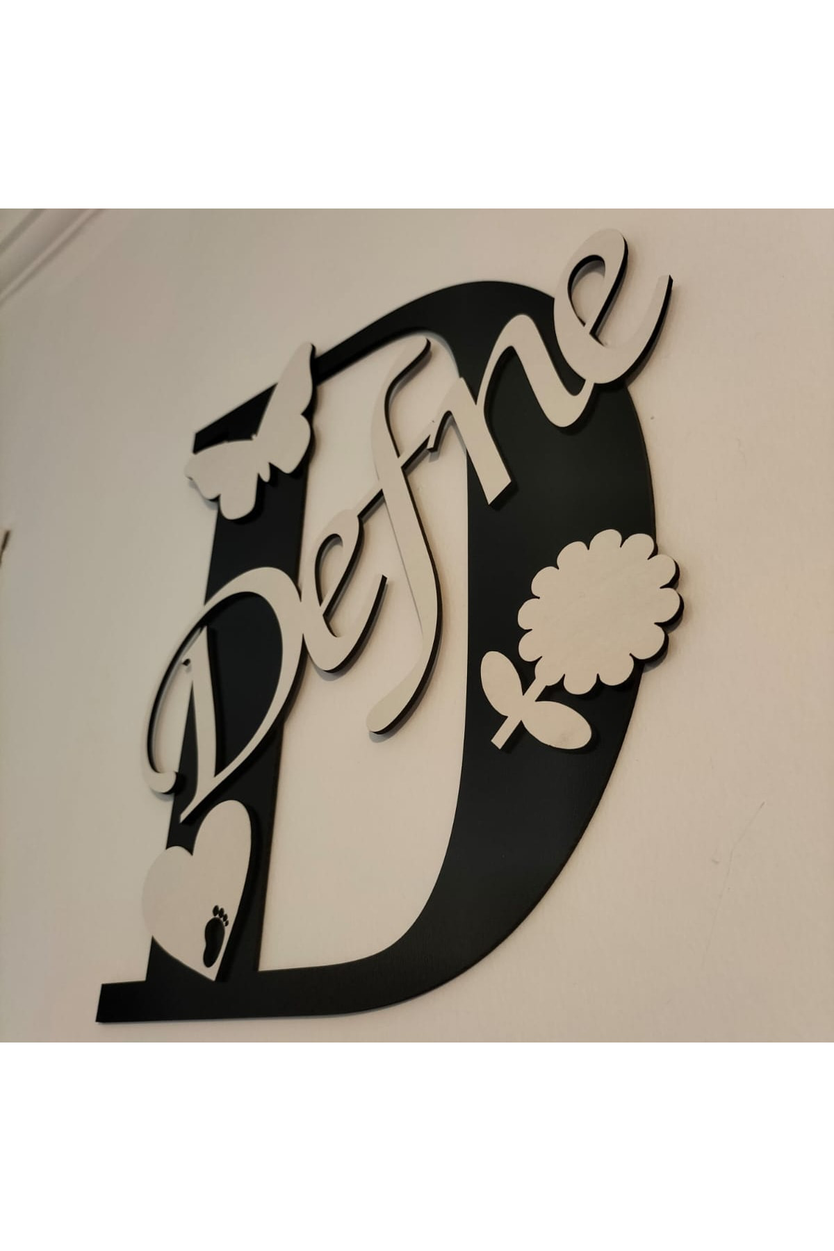 Leylaser 30X25 Cm Harfli Ve İsimli Kapı Süsü 3Mm Ahşap Mdf