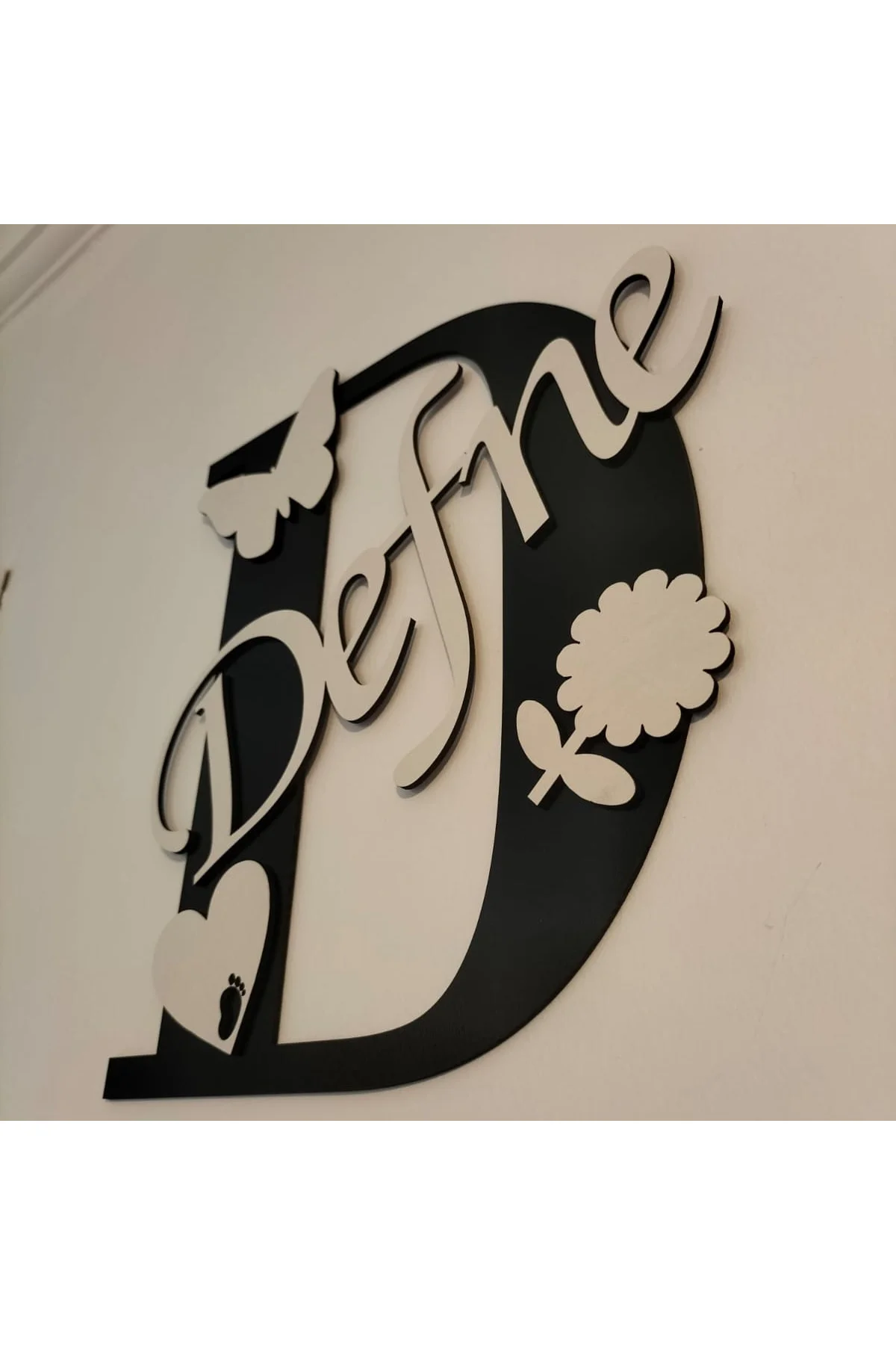 30x25 Cm Harfli Ve Isimli Kapı Süsü 3mm Ahşap Mdf