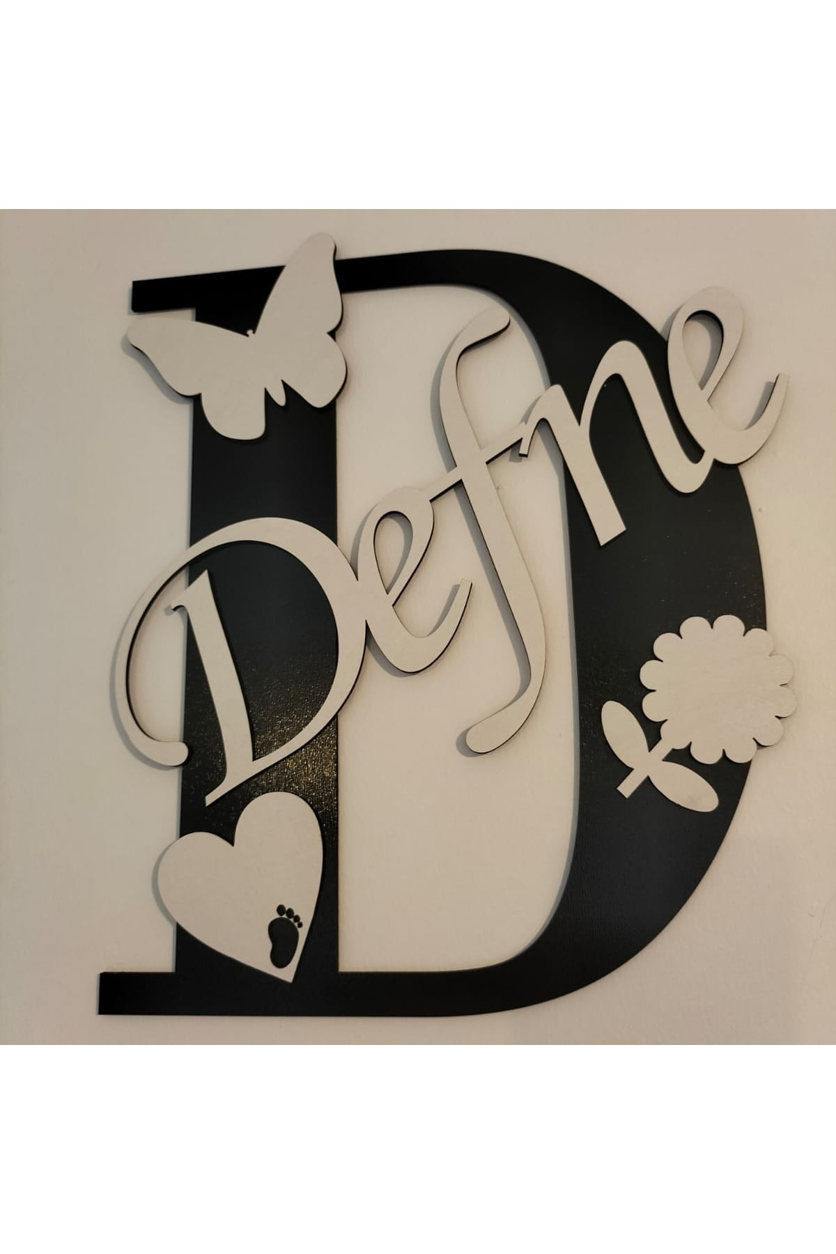 Leylaser 30X25 Cm Harfli Ve İsimli Kapı Süsü 3Mm Ahşap Mdf