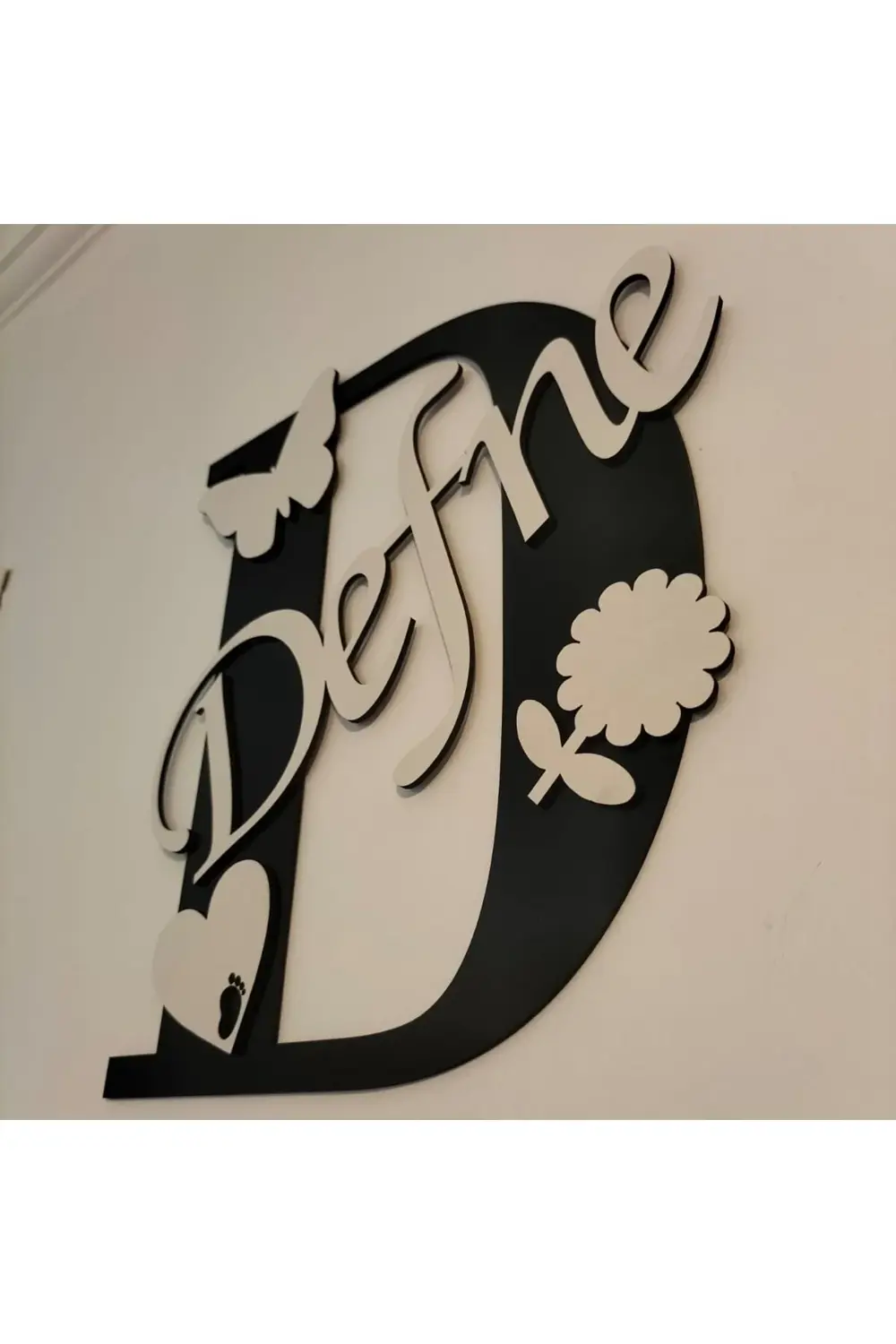 30x25 Cm Harfli Ve Isimli Kapı Süsü 3mm Ahşap Mdf