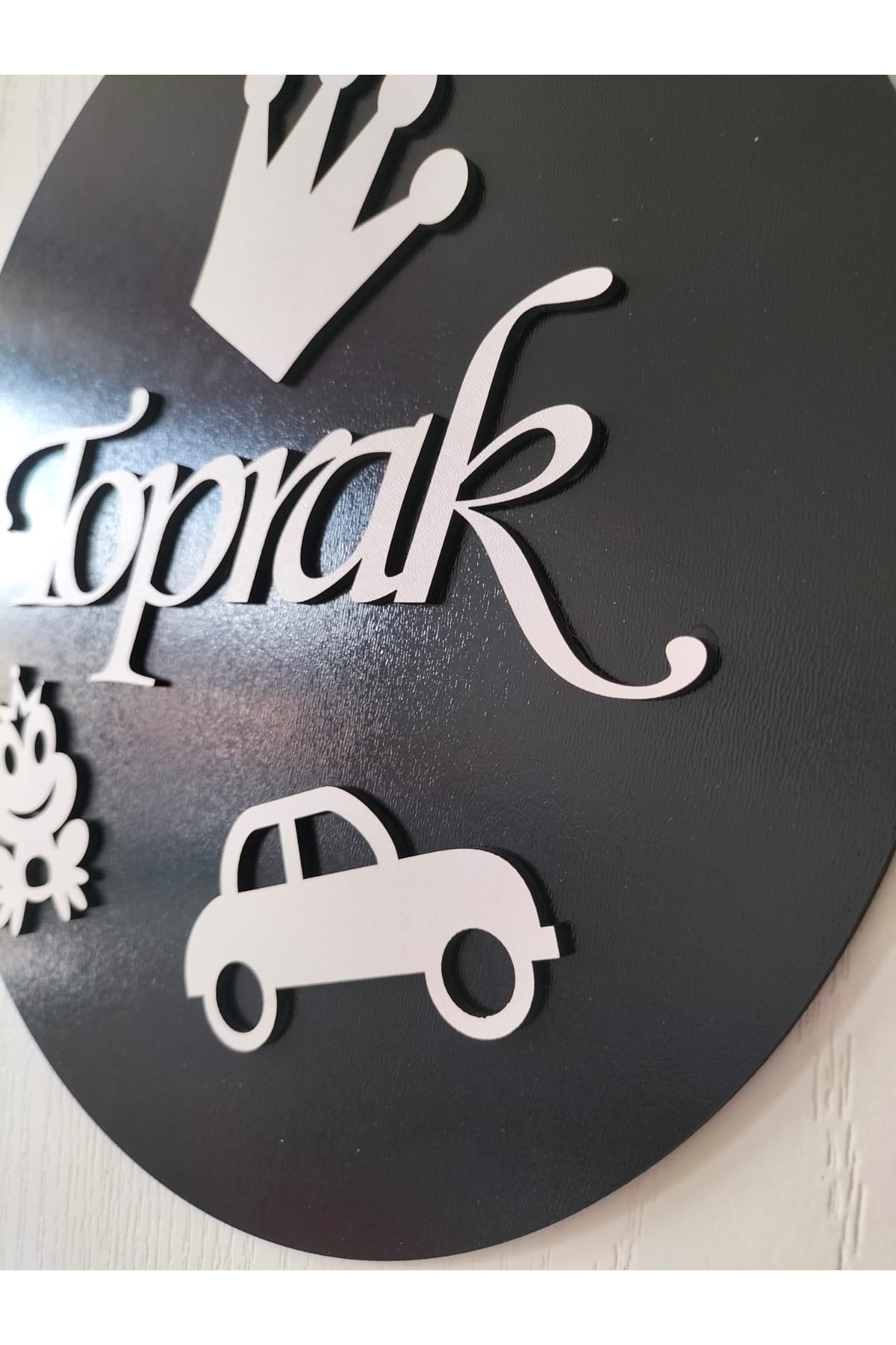 Leylaser 30X30 Cm Yuvarlak İsimli Kapı Süsü 3Mm Ahşap Mdf