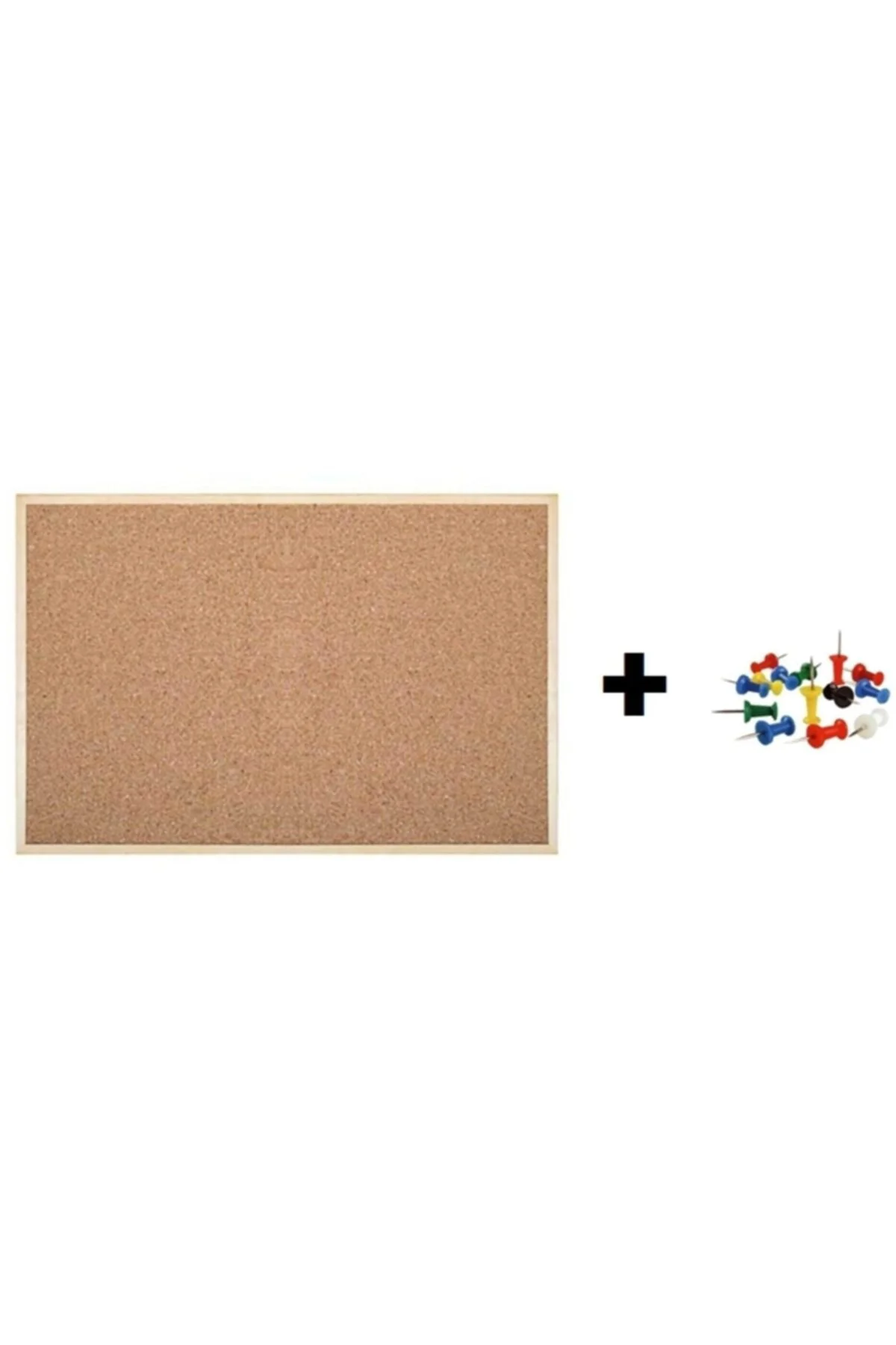 30x45 Cm Ahşap Çerçeveli Mantar Pano + Renkli Harita Çivisi