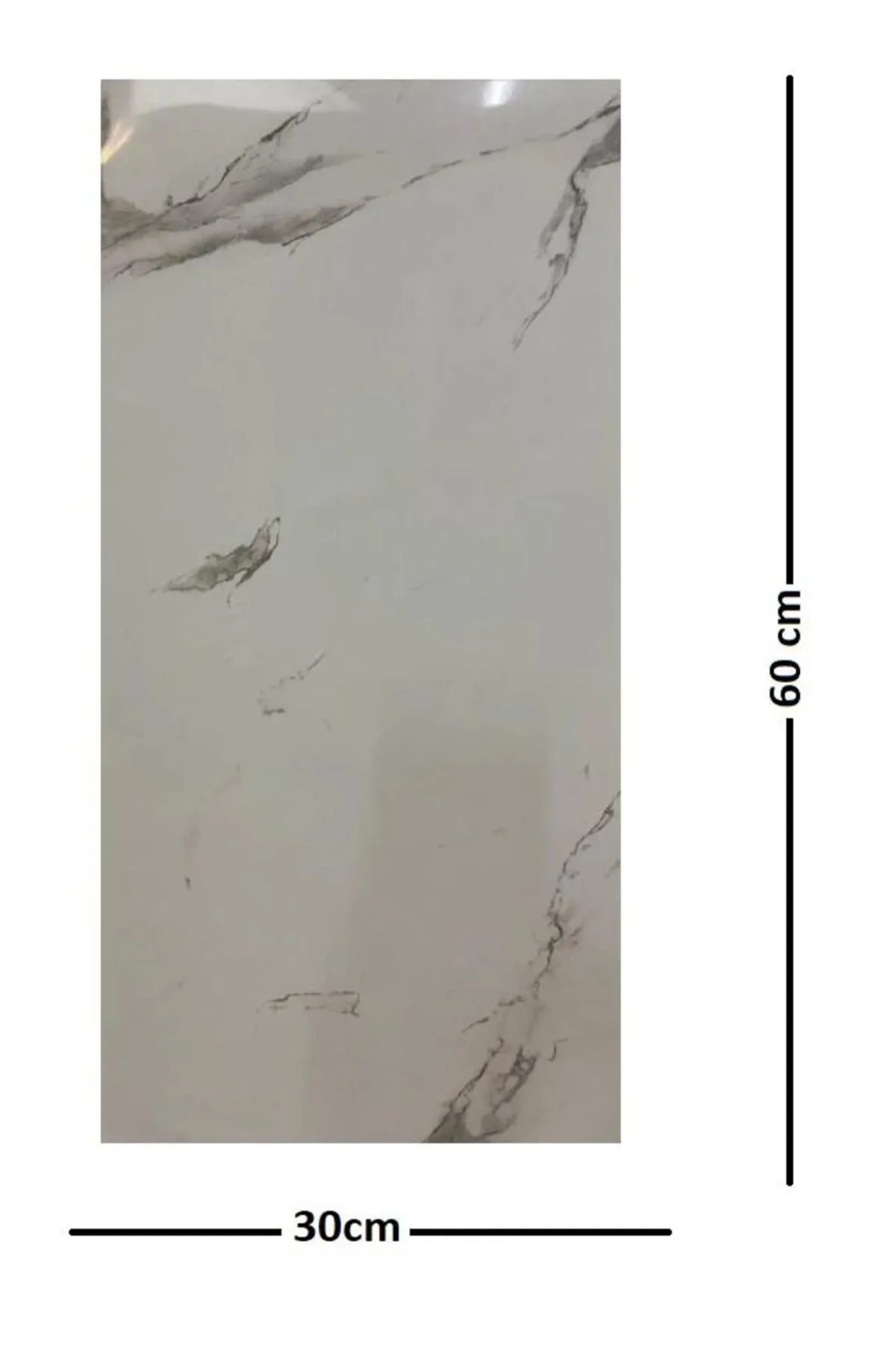 30x60cm Beyaz Mermer Desenli Yapışkanlı Seramik Desen Mutfak Bany