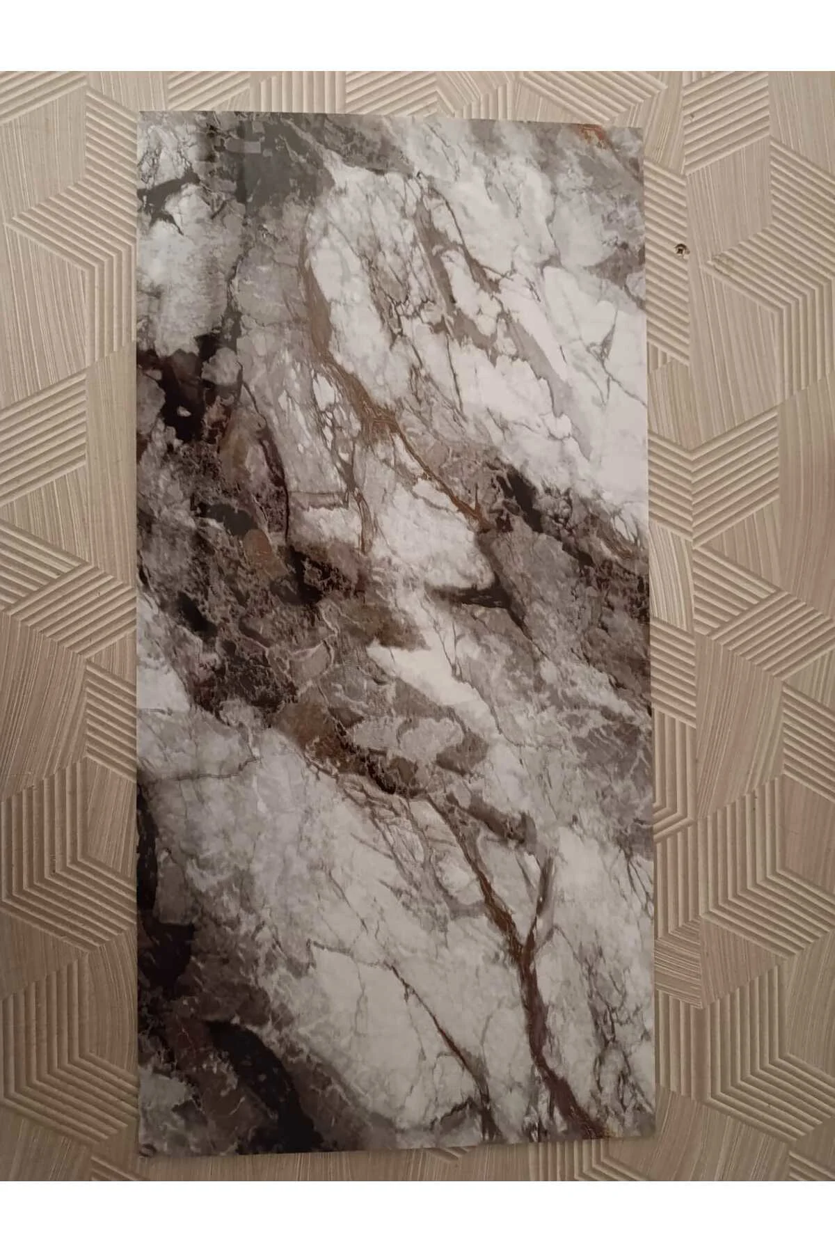 30x60cm Koyu Kırçıllı Seramik Mermer Desen Yapışkanlı Mutfak Bany