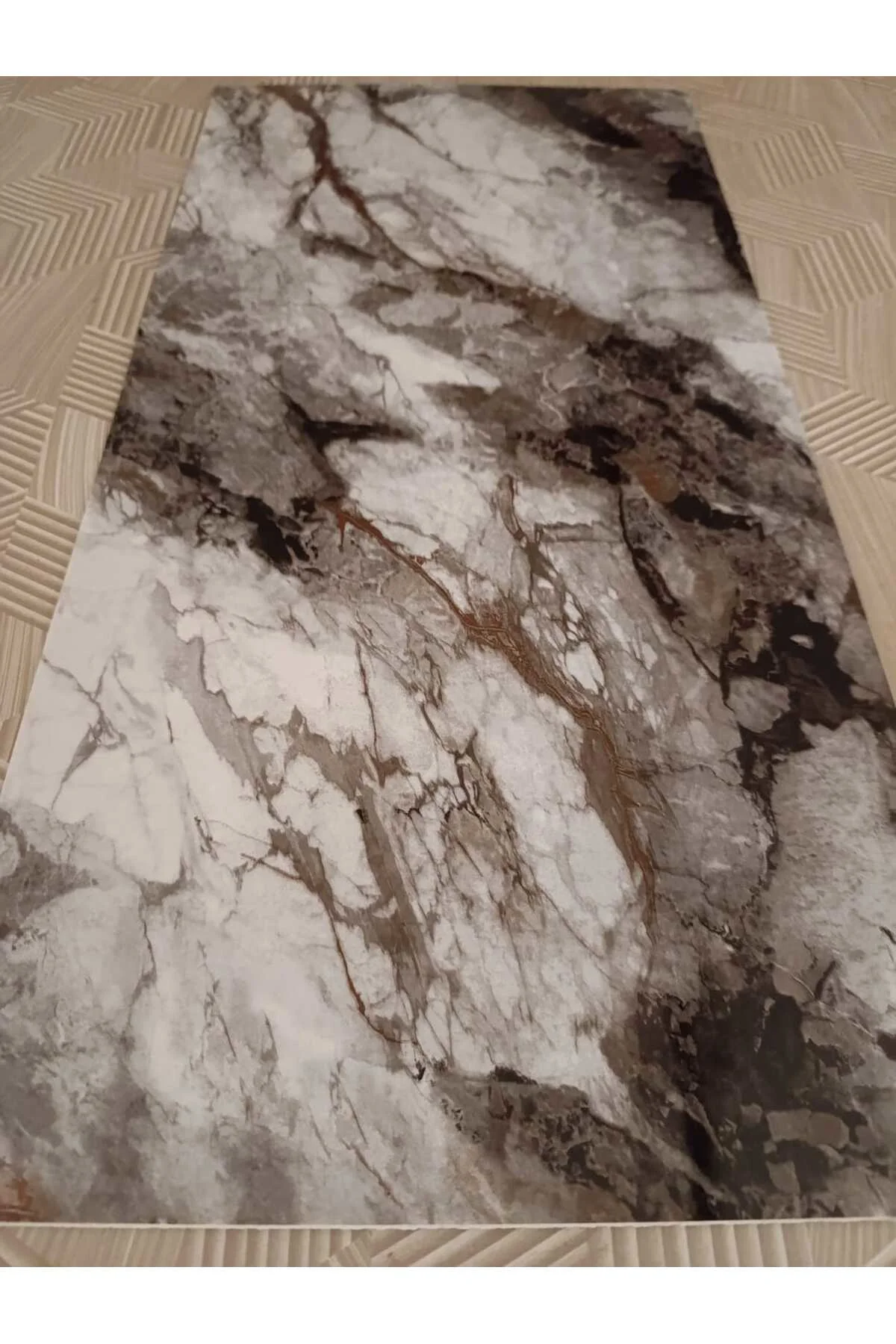30x60cm Koyu Kırçıllı Seramik Mermer Desen Yapışkanlı Mutfak Bany