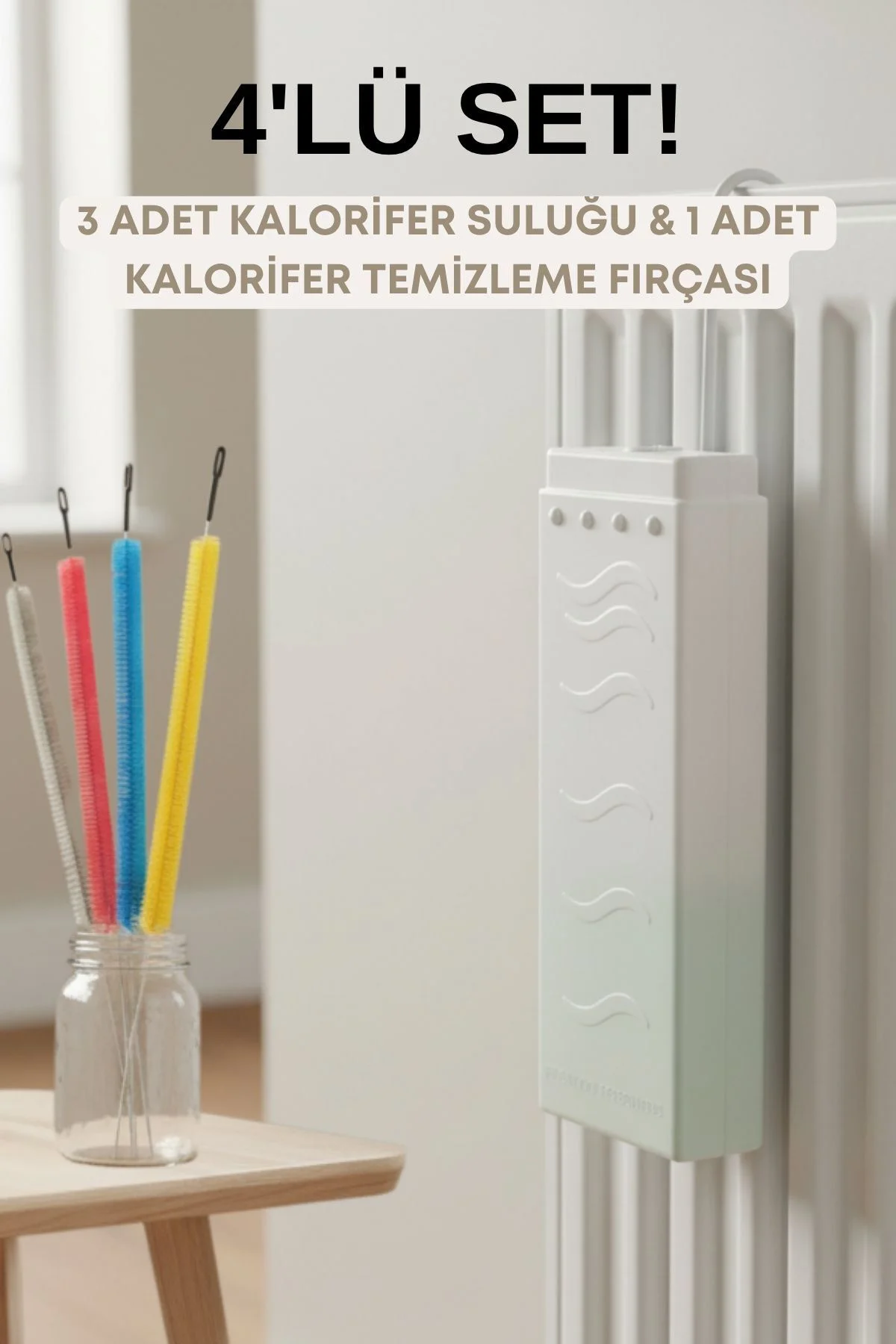 3+1 Suluk ve Fırça Seti, Kalorifer Petek Suluğu ve Temizleme Fırç