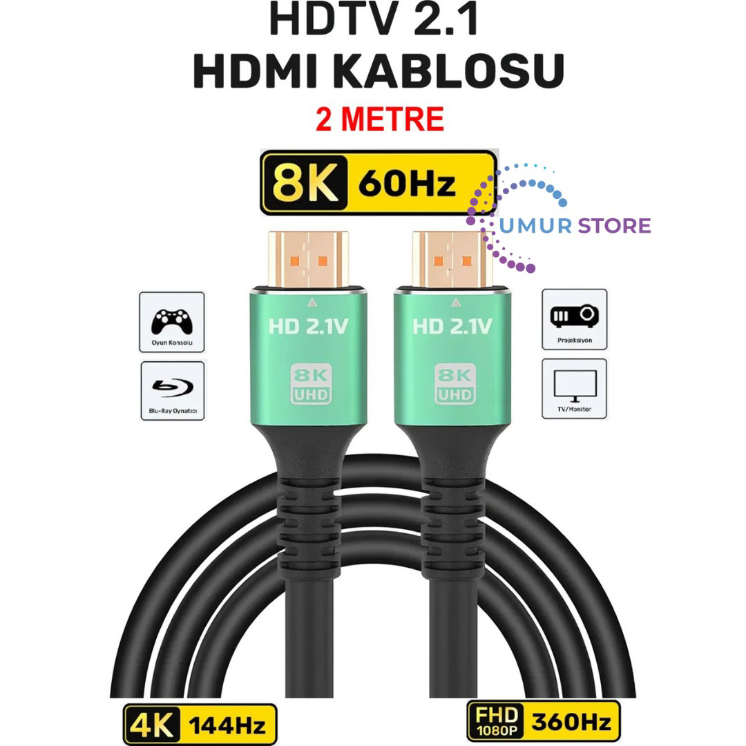 3118 HDMI 2.1 Kablo 8K Ultra Hdtv 2 Metre, 8k 60Hz, 4K 120Hz, 768