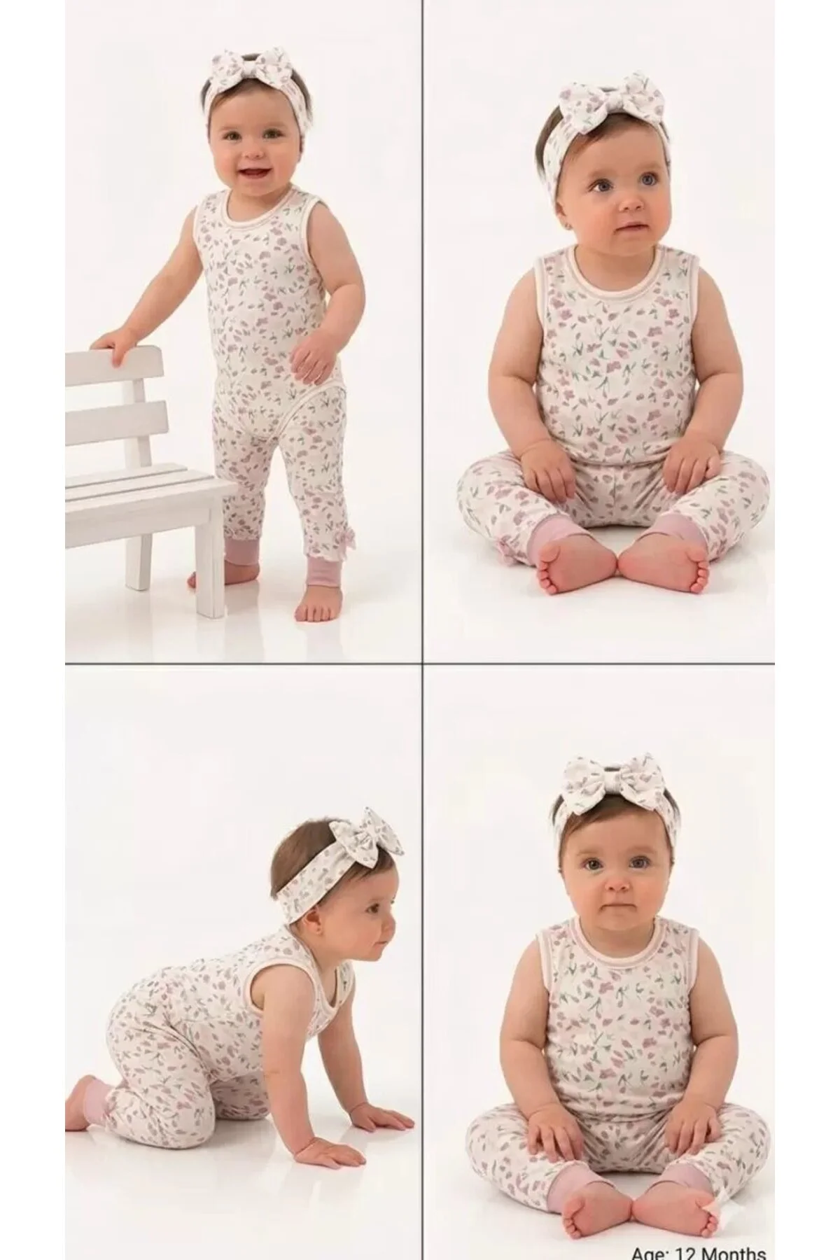 3/12 Ay Bandanalı Askılı Pamuk Bebek Takımı