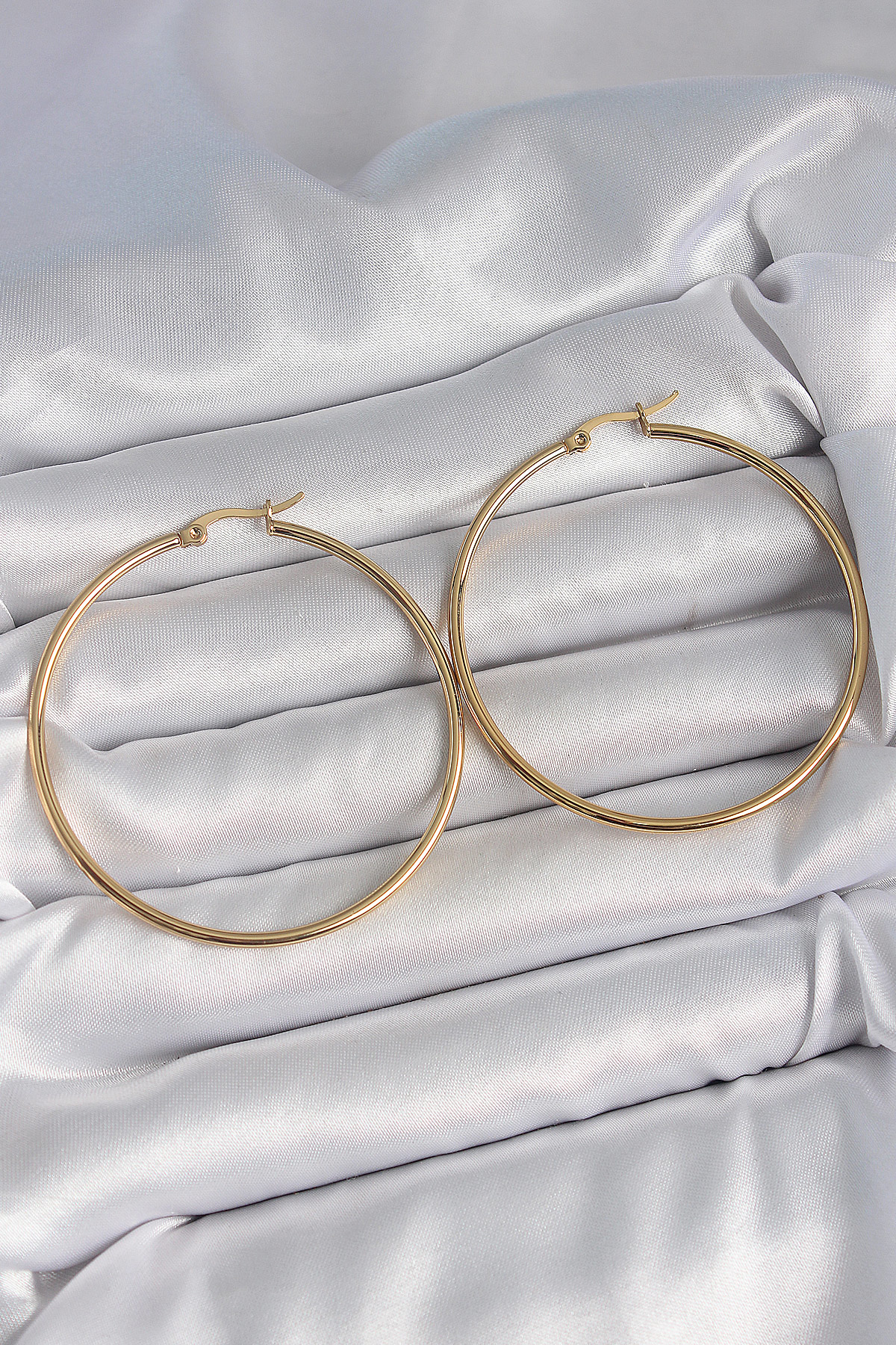 Stillove 316 Çelik Gold Renk 53 Mm Halka Model Kadın Küpe Sl11767