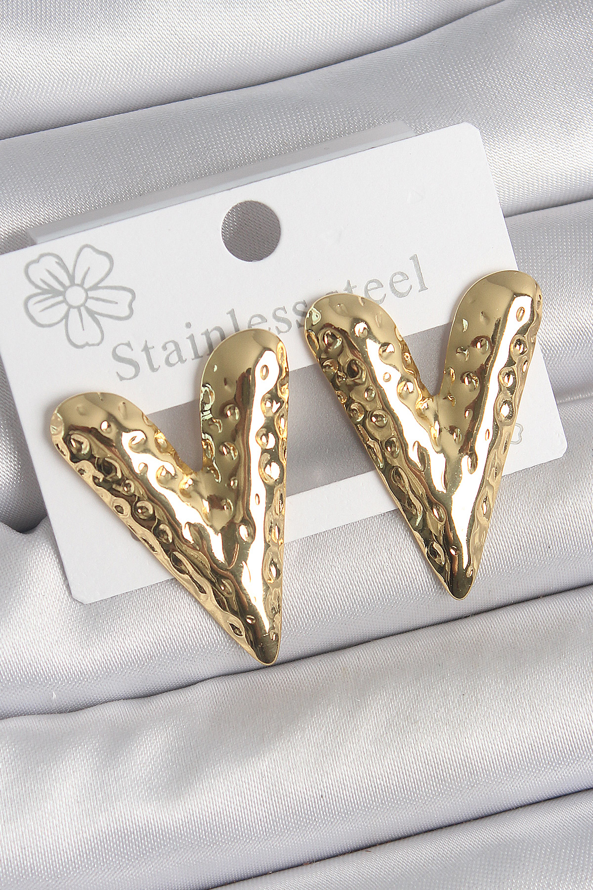 Stillove 316 Çelik Gold Renk İşlemeli Kalp Model Kadın Küpe Sl11779