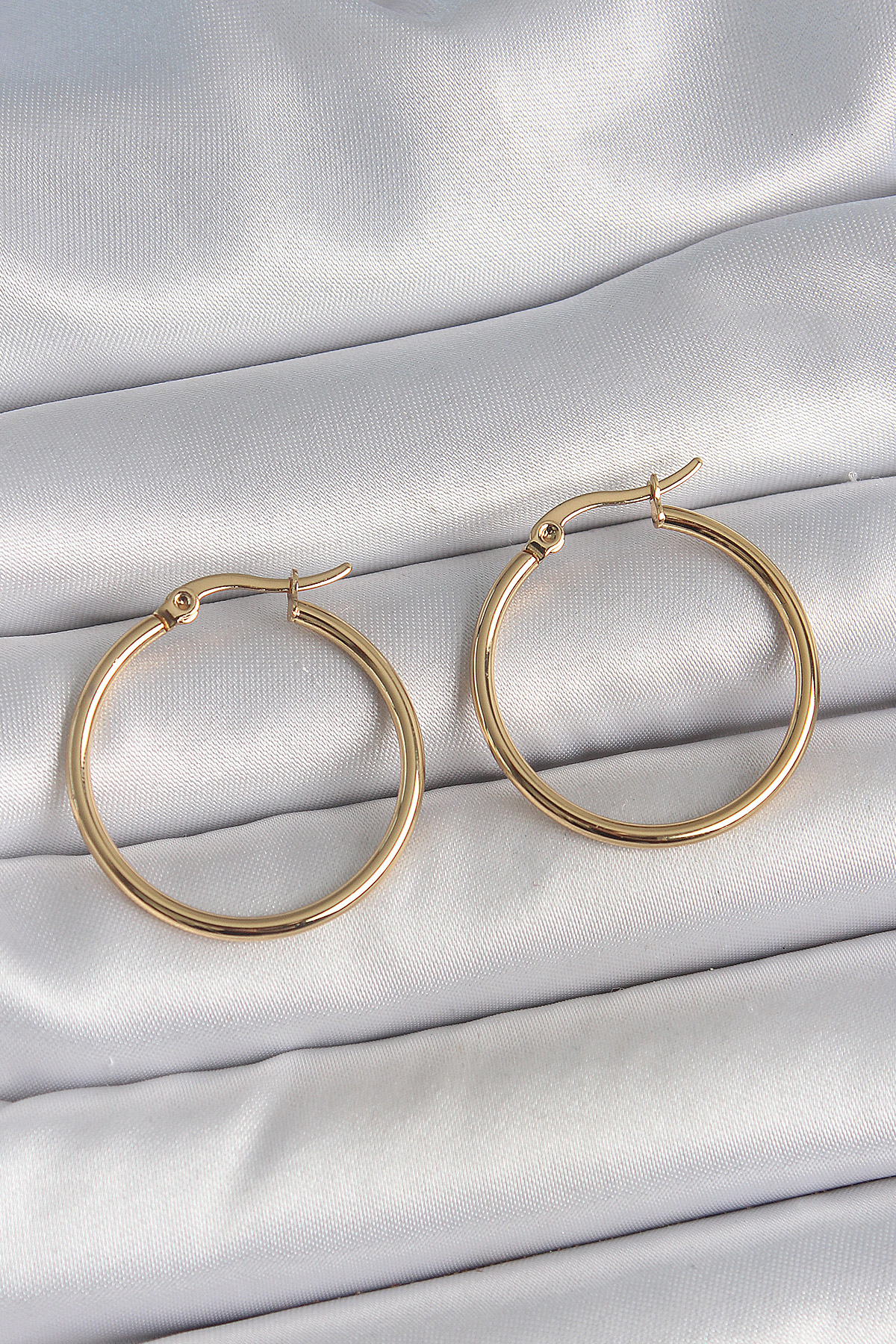 316 Çelik Gold Renk 27 mm Halka Model Kadın Küpe - TJ-BKP10508