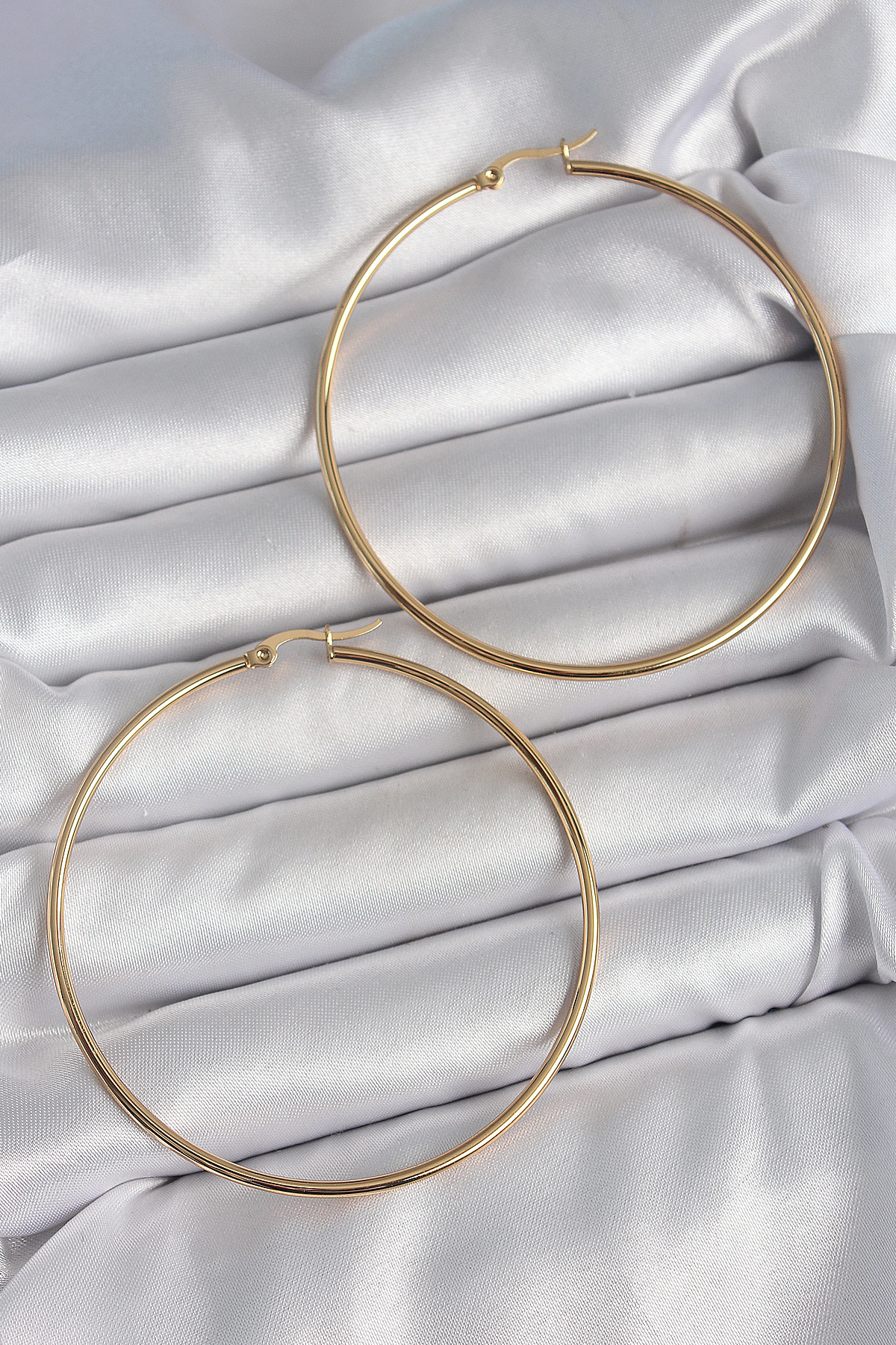 316 Çelik Gold Renk 63 mm Halka Model Kadın Küpe - TJ-BKP10512