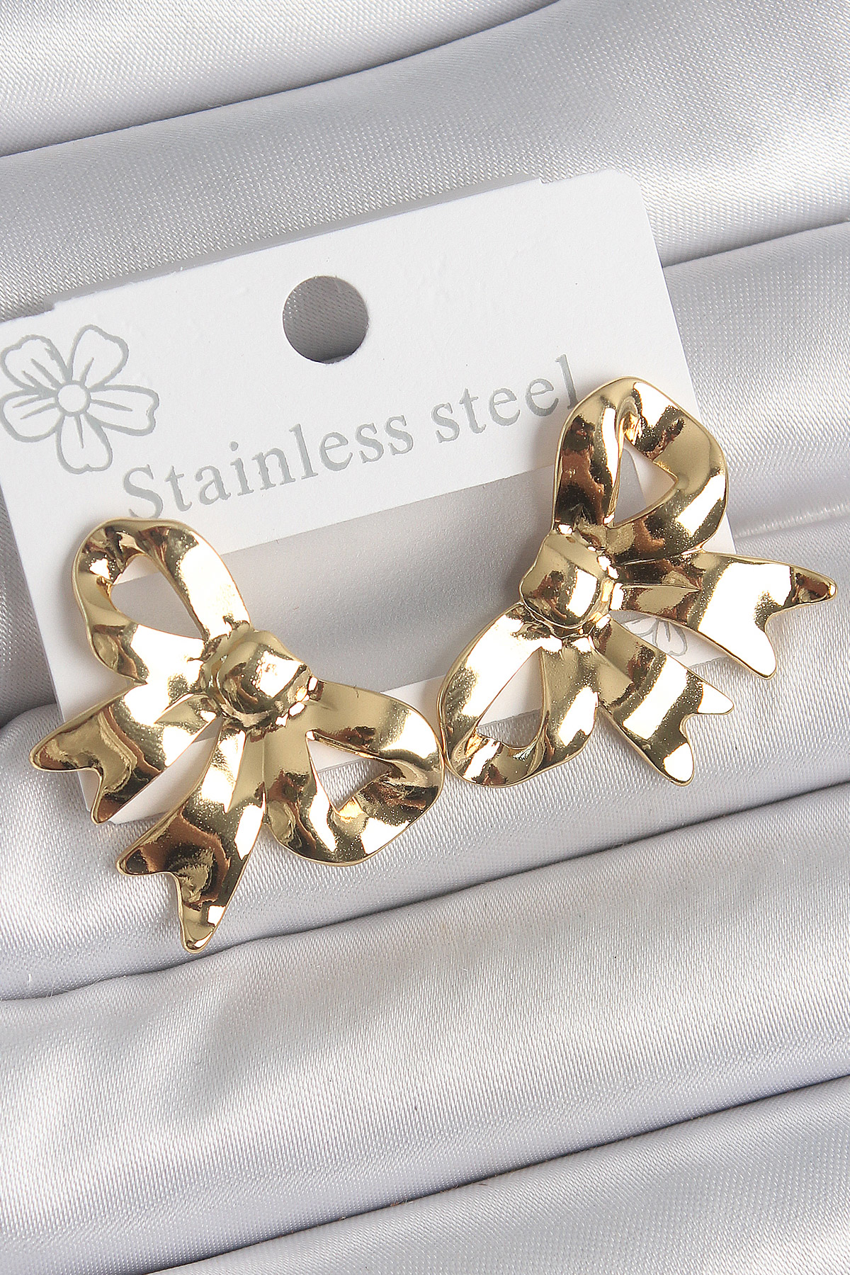 316 Çelik Gold Renk Kurdele Plaka Model Kadın Küpe - TJ-BKP10531