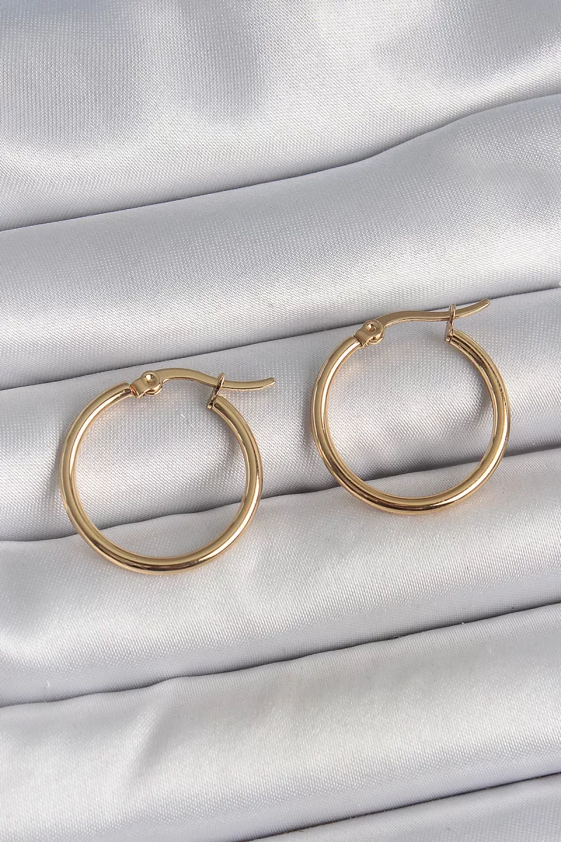 316 Çelik Gold Renk 22mm Kadın Halka Model Kadın Küpe - Lisinya