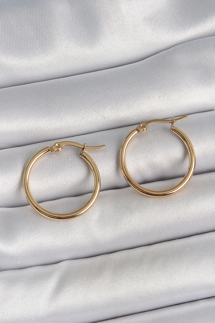 316 Çelik Gold Renk 22mm Kadın Halka Model Kadın Küpe Çok Renkli