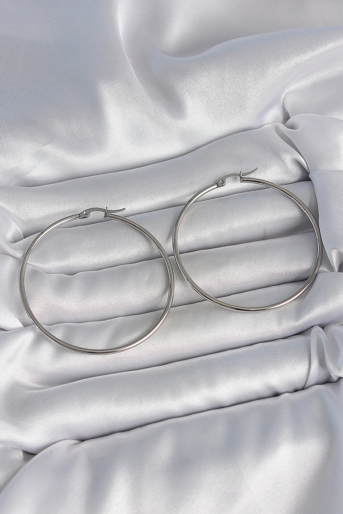 Stillove 316 Çelik Gümüş Renk 53 Mm Halka Model Kadın Küpe Sl11773