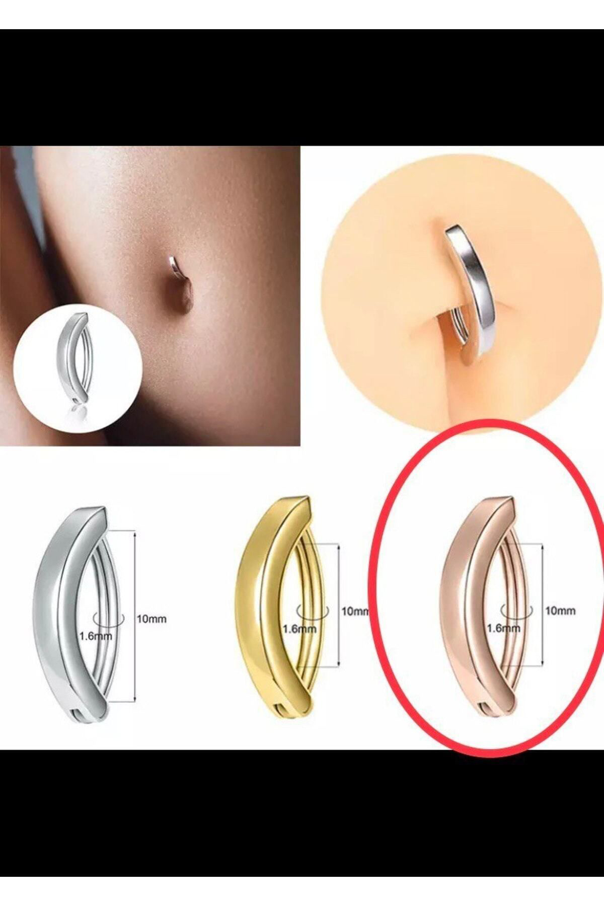 Rose Gold Cerrahi Çelik Elips Halka Göbek Piercingi