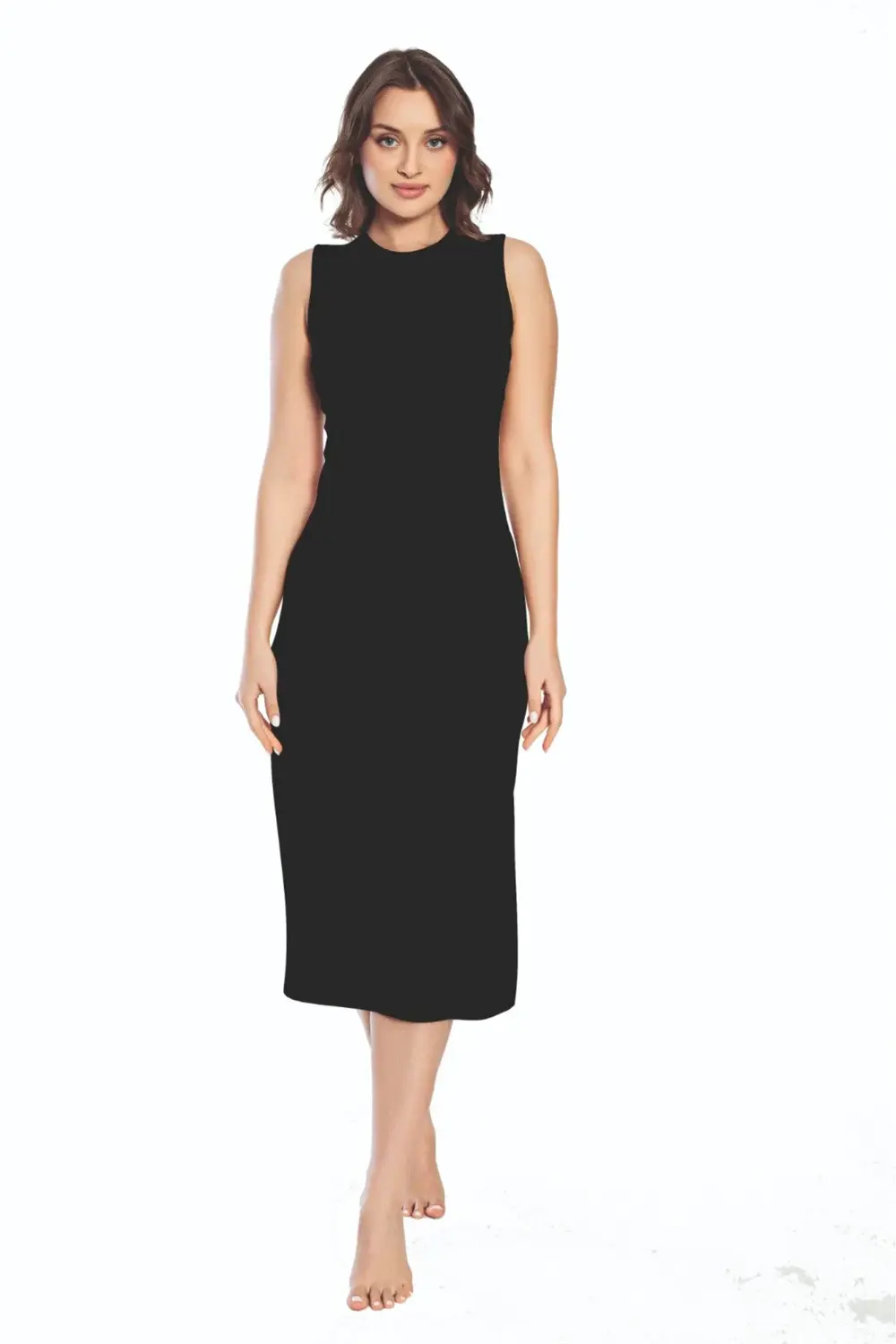 3164 Kalın Askı Uzun Viskon Elbise Kombinezon