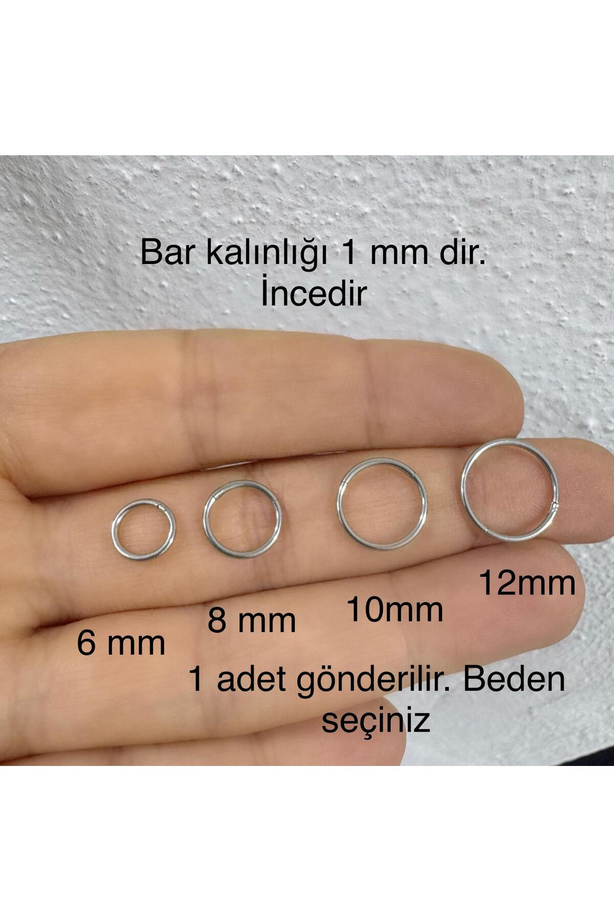 316l  çelik 1 mm kalınlıkta ince düz tragus kıkırdak burun conch 