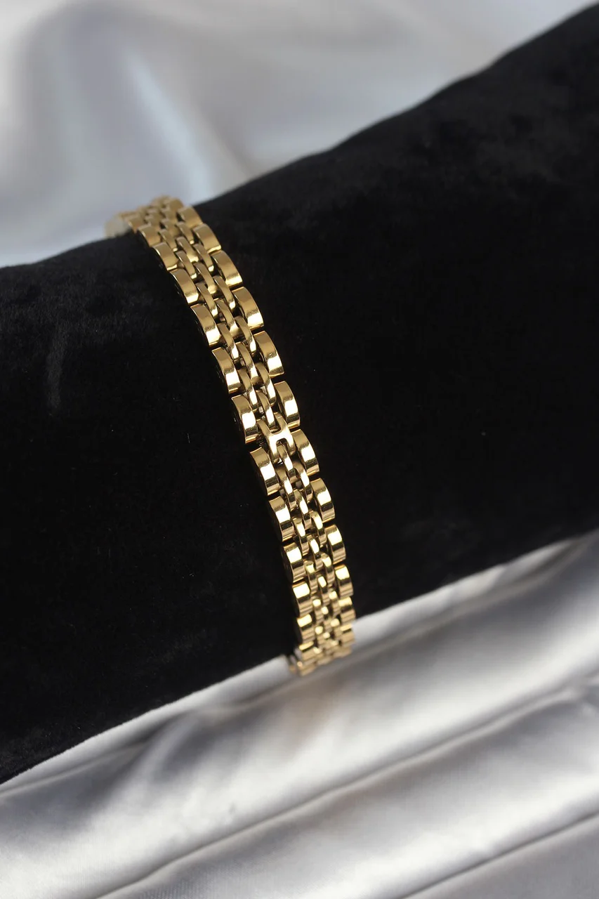 316l Çelik 7 Mm Kalınlıkta Gold Renkli Erkek Bileklik Tj-eb3767 Diğer