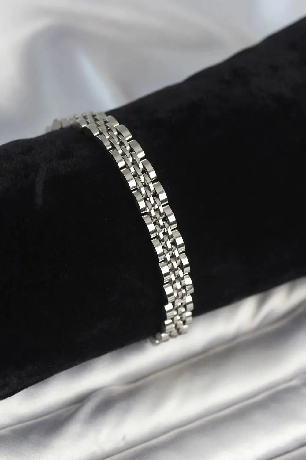 316L Çelik 7 mm Kalınlıkta Gümüş Renkli Erkek Bileklik