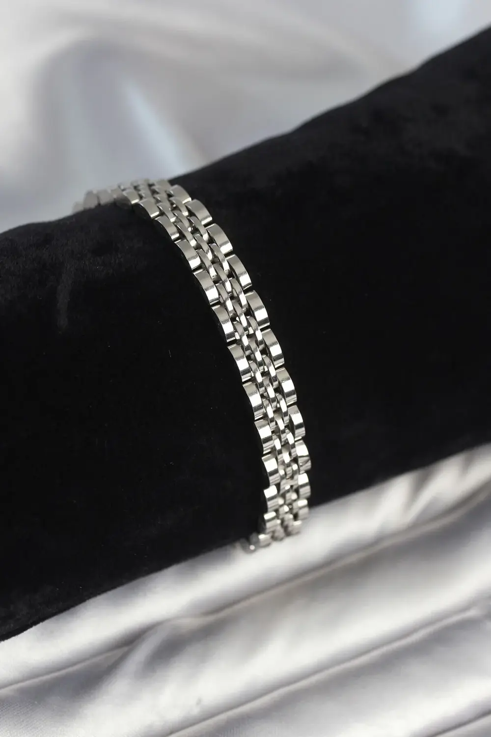 316L Çelik 7 mm Kalınlıkta Gümüş Renkli Erkek Bileklik