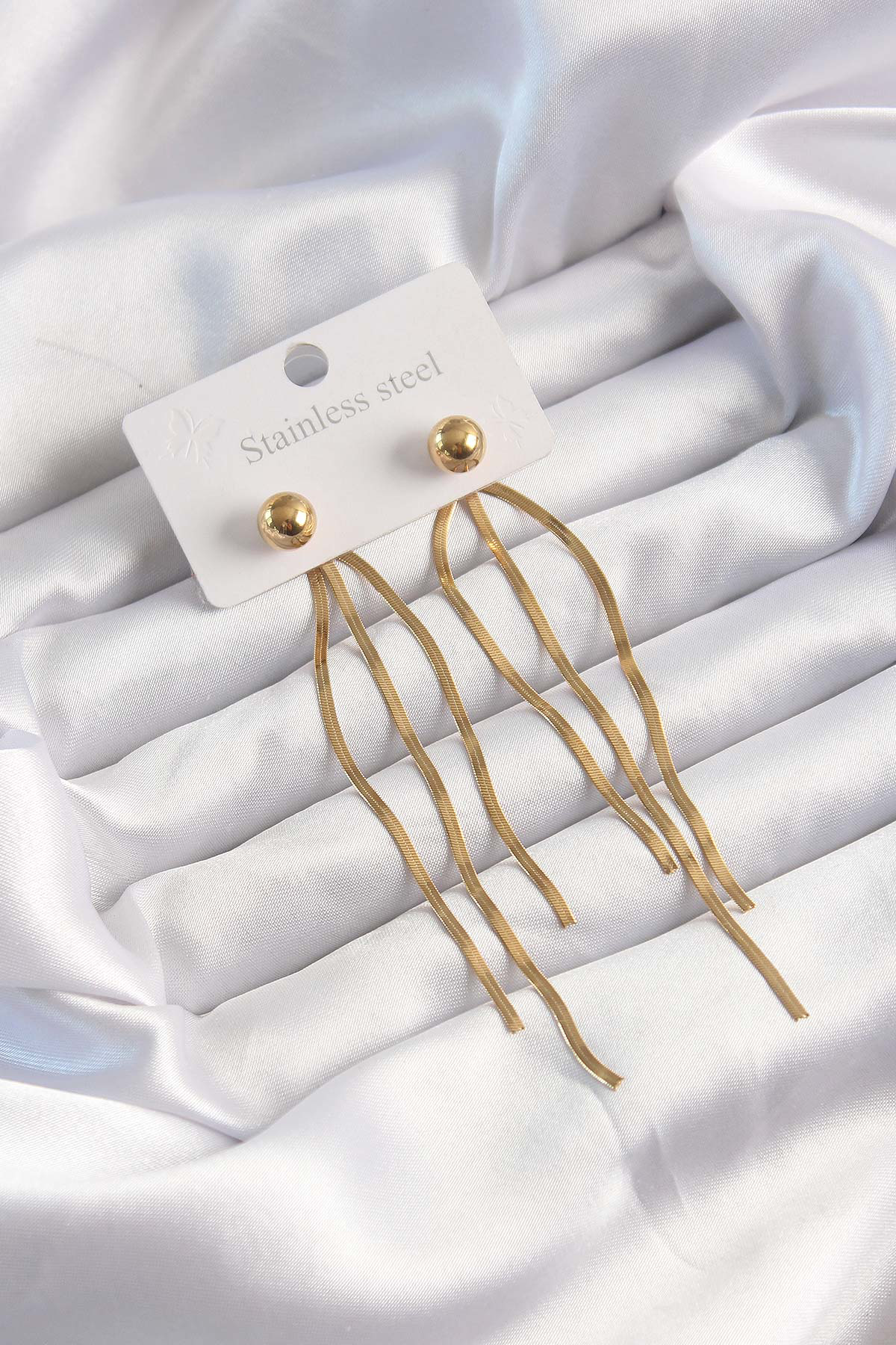 Stillove 316L Çelik Altın Renk İtalyan Model Topçuk Küpe Sl8824