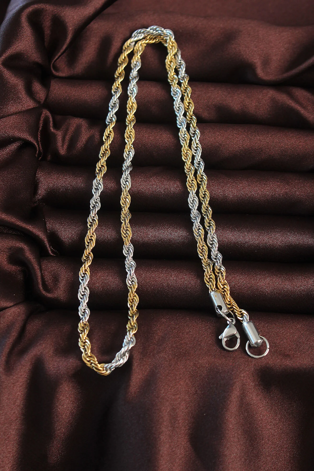 316L Çelik Çift Renk Burgu Tasarımlı Kolye - Lisinya