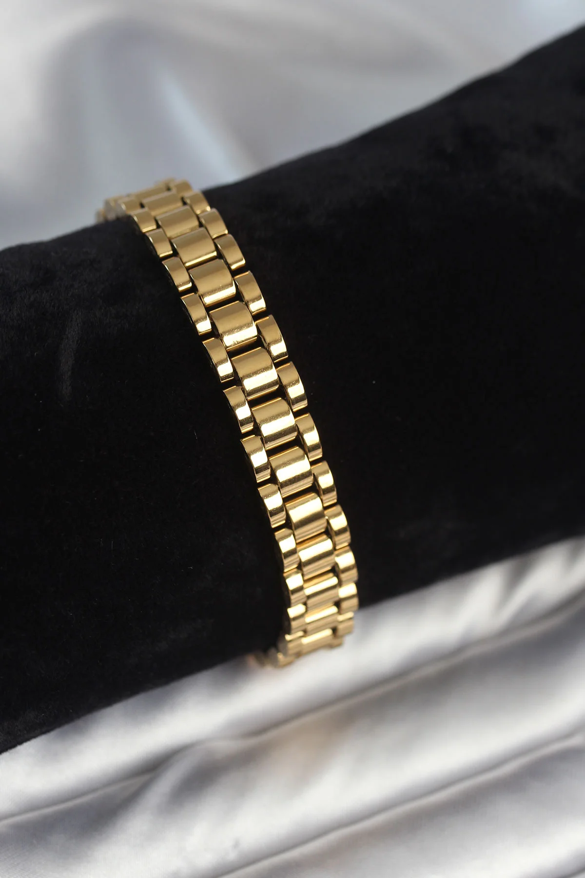 316L Çelik Gold Erkek Bilekliği 5886 - 9 mm Kalınlık Paslanmaz Klasik Spor Modelleri