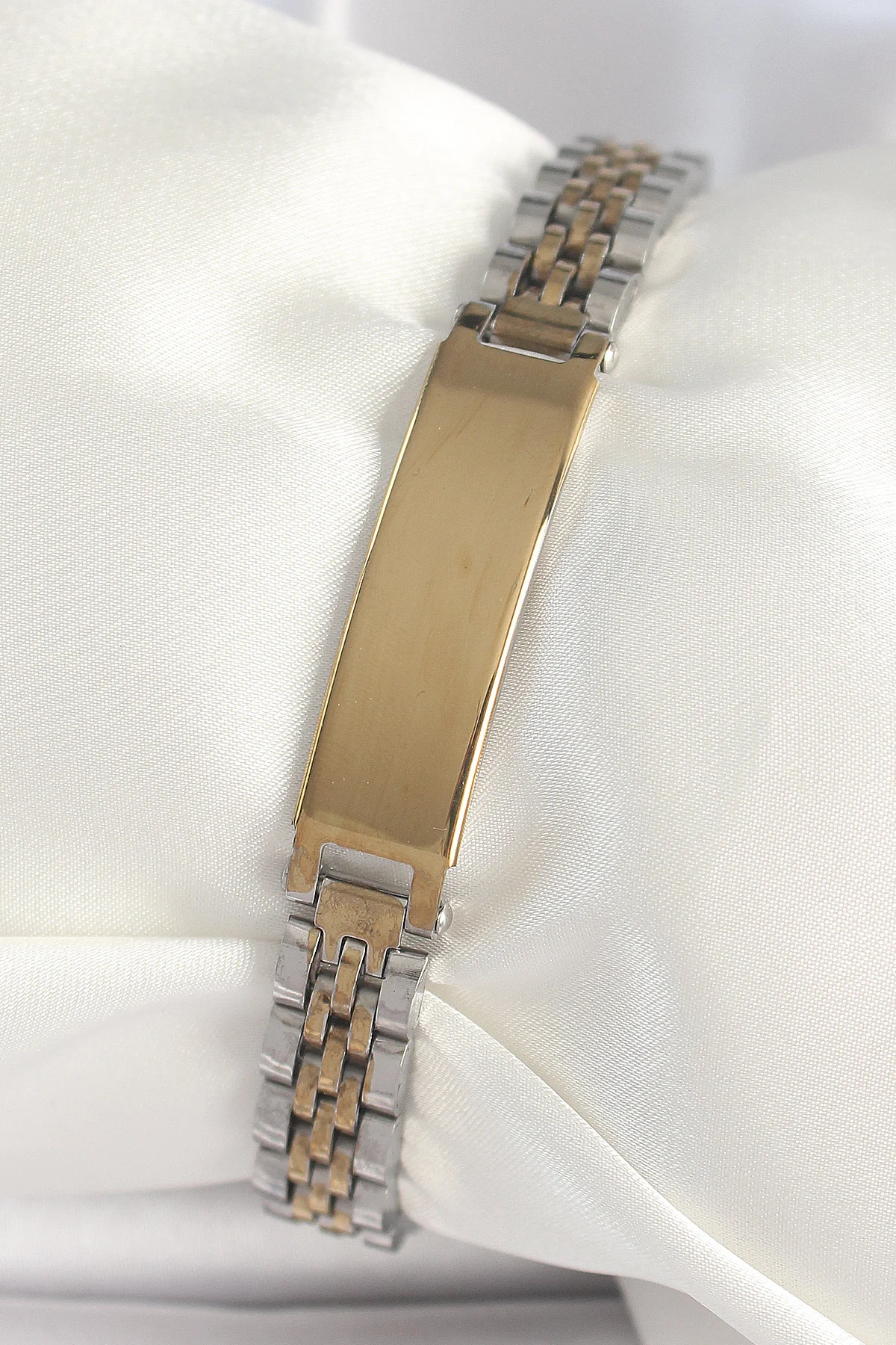 316L Çelik Gold Gümüş Renk Kalın Zincir Künye Model Erkek Bileklik 5886