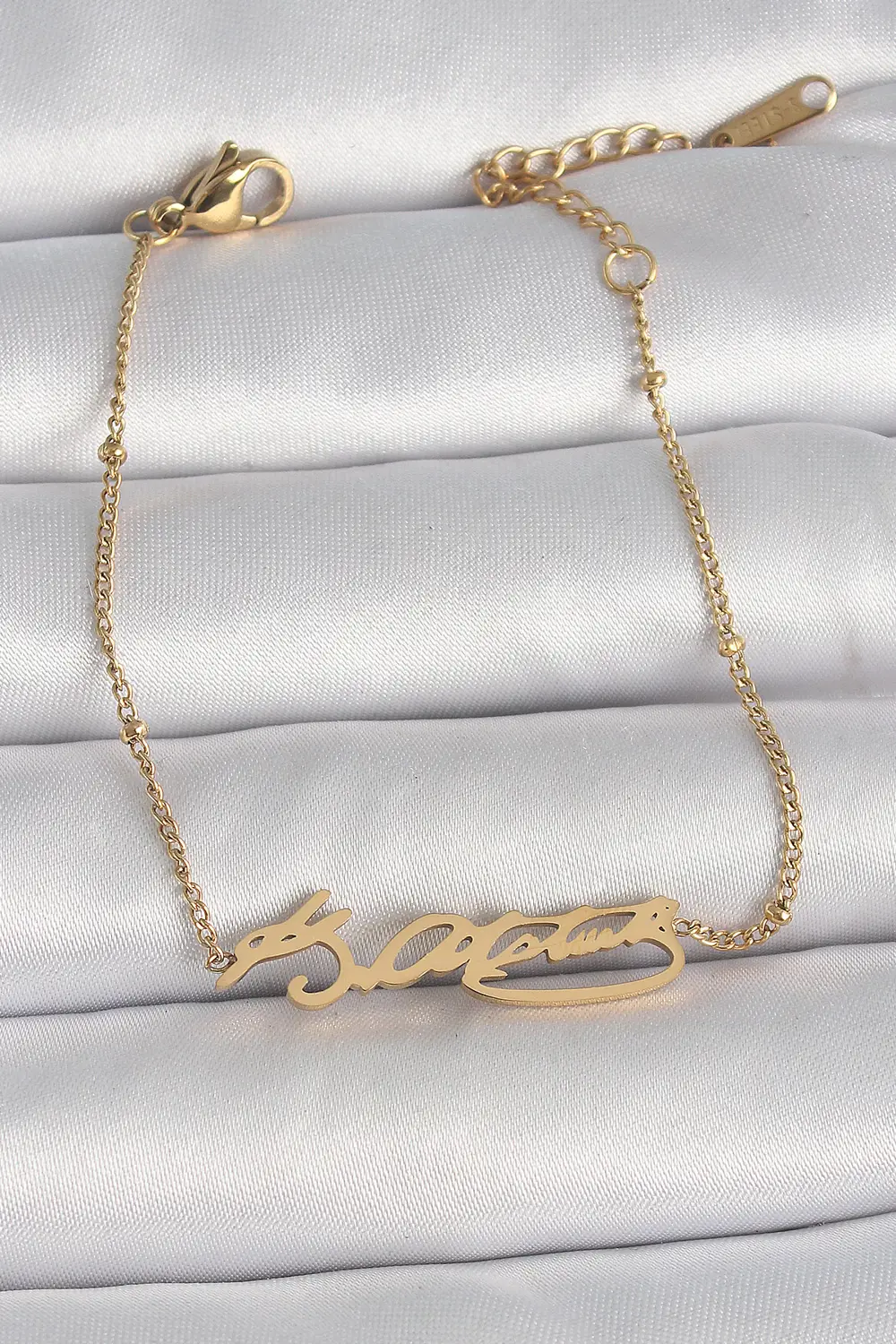 316L Çelik Gold Renk Atatürk İmza Model Kadın Bileklik SL10129