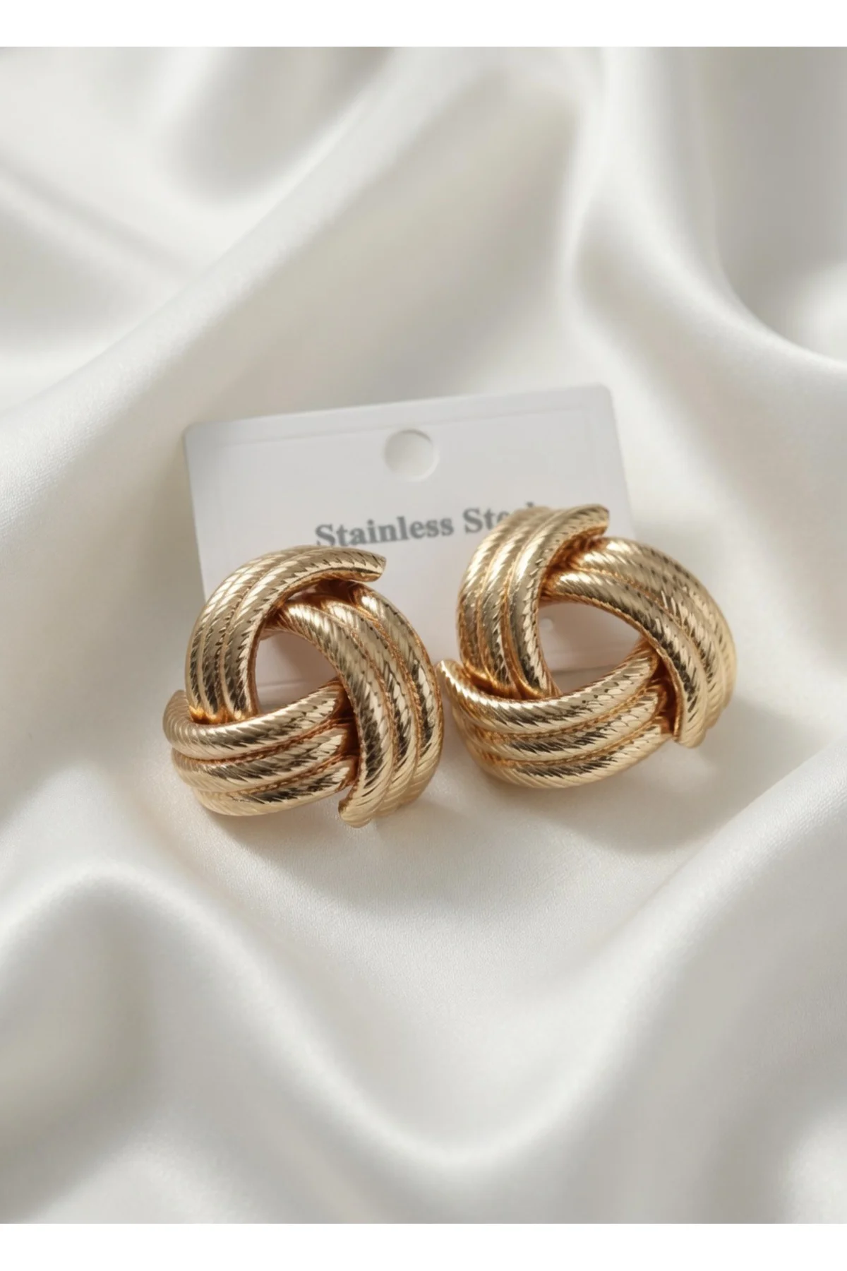 316L Çelik Gold Renk Sarmal Model Kadın Küpe