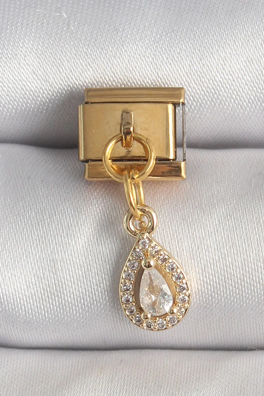 316l Çelik Gold Renk Sallantı Damla Zirkon Taşlı Nomination Charm Tj-bc1354 Diğer