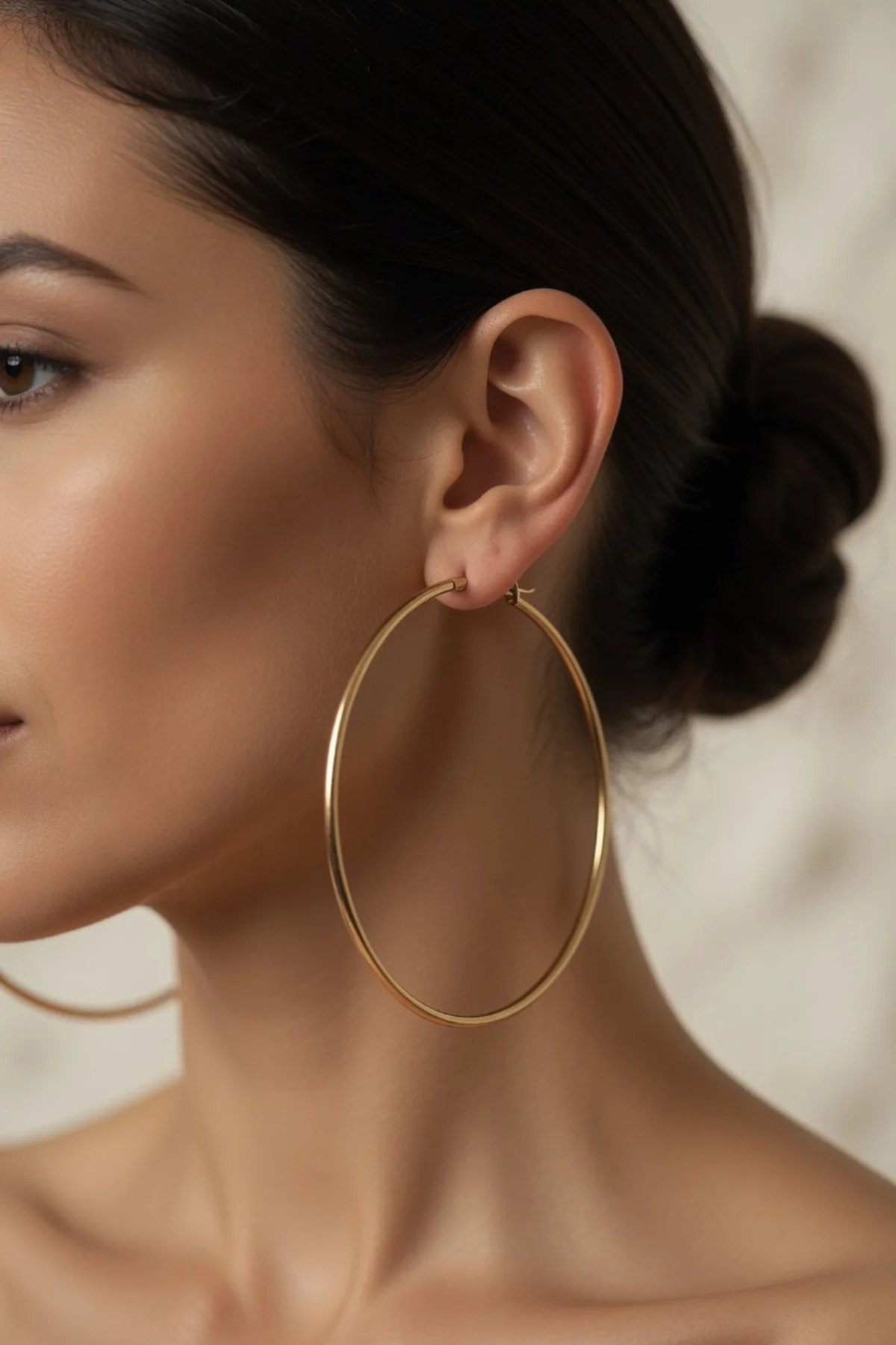 316L Çelik Gold Renk 80 mm Kadın Halka Küpe